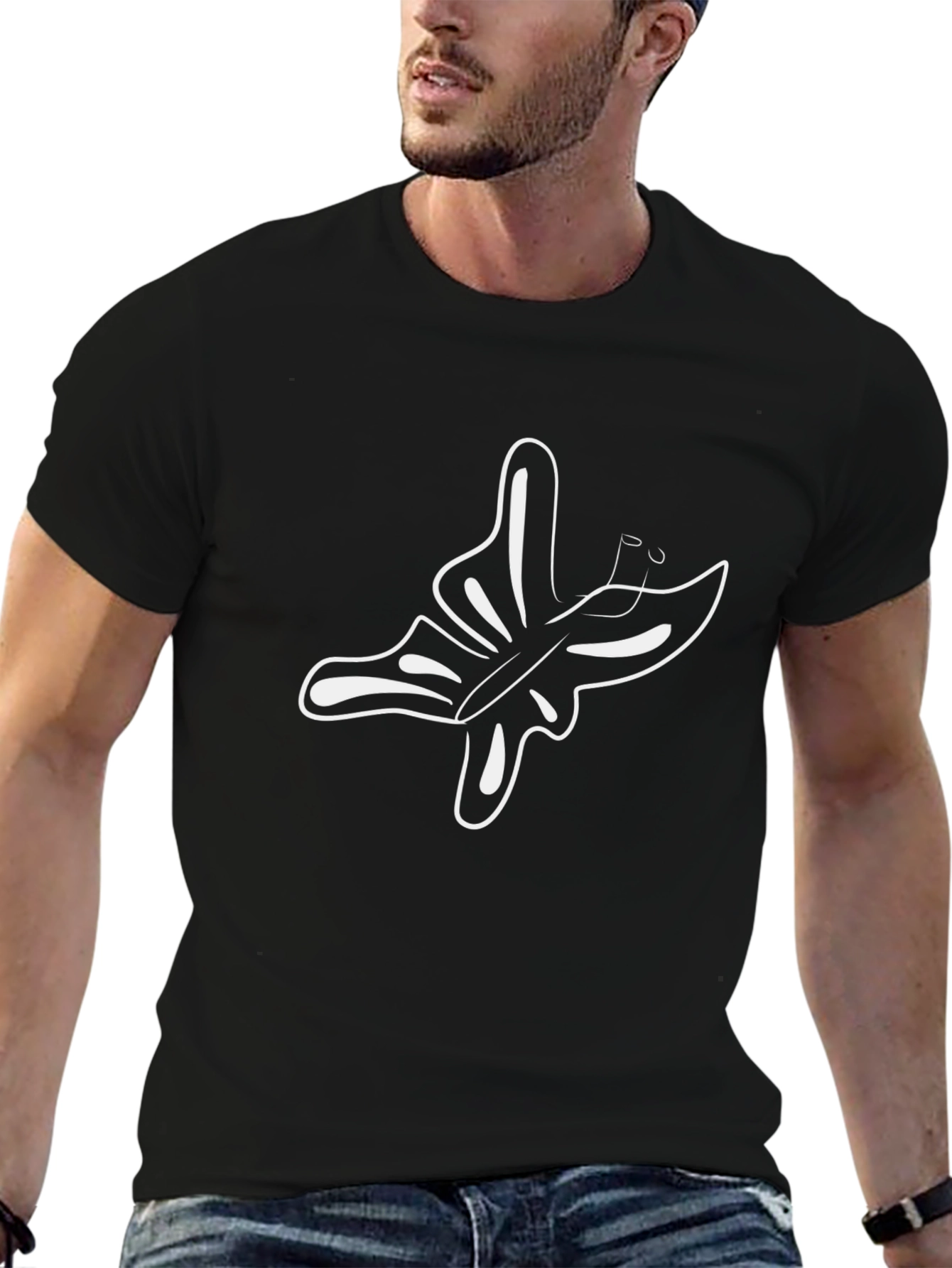 Butterfly Graphic Black T-Shirt for Men