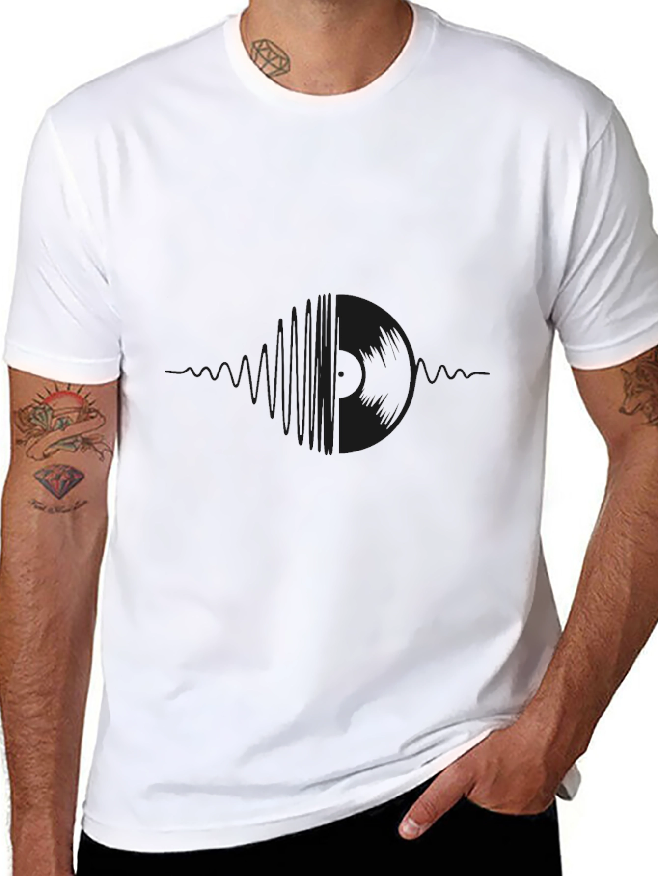 Black Vinyl Record Wave T-Shirt