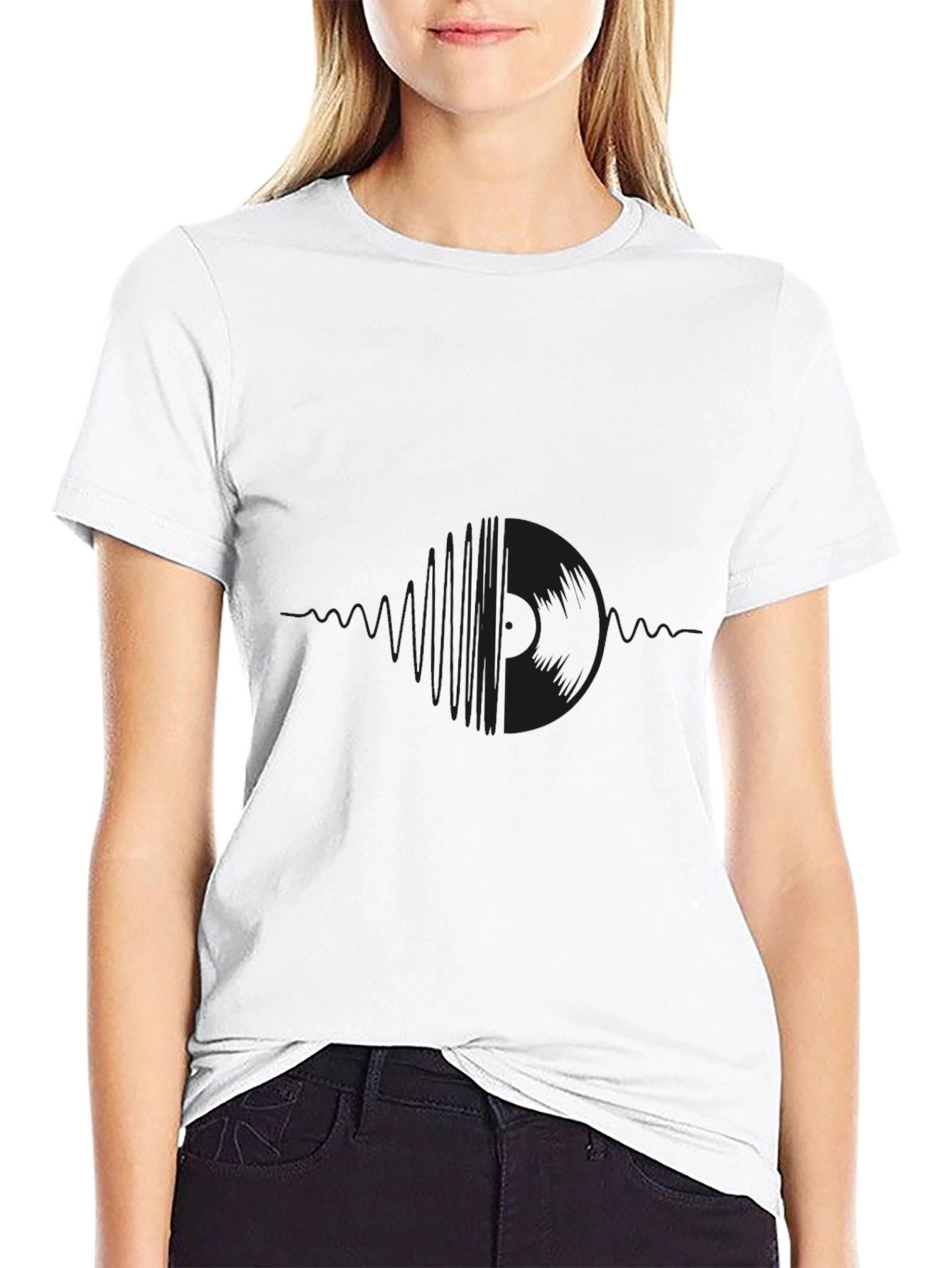 Black Vinyl Record Wave T-Shirt