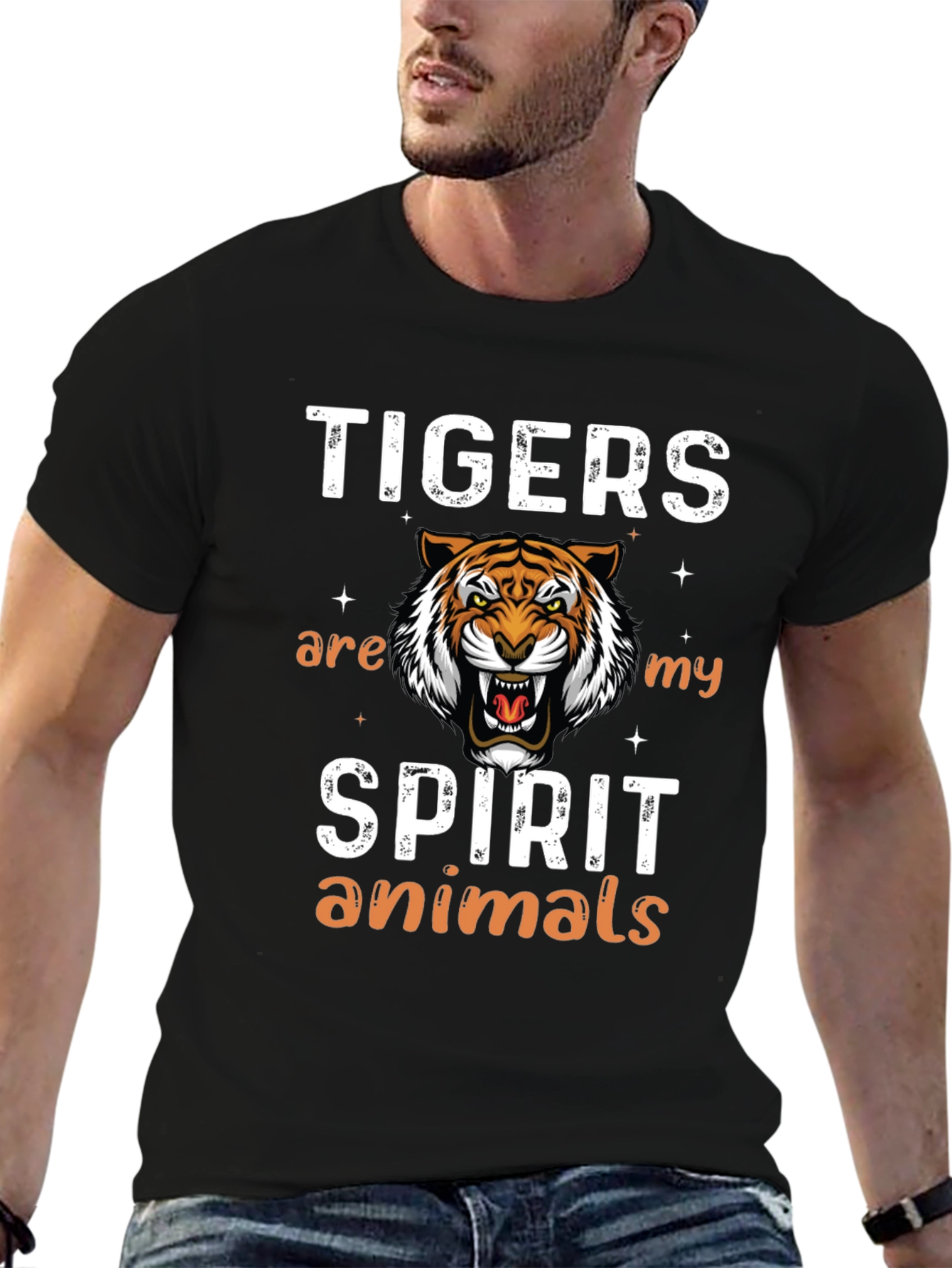 Tigers are my Spirit Animals Black Graphic Tee