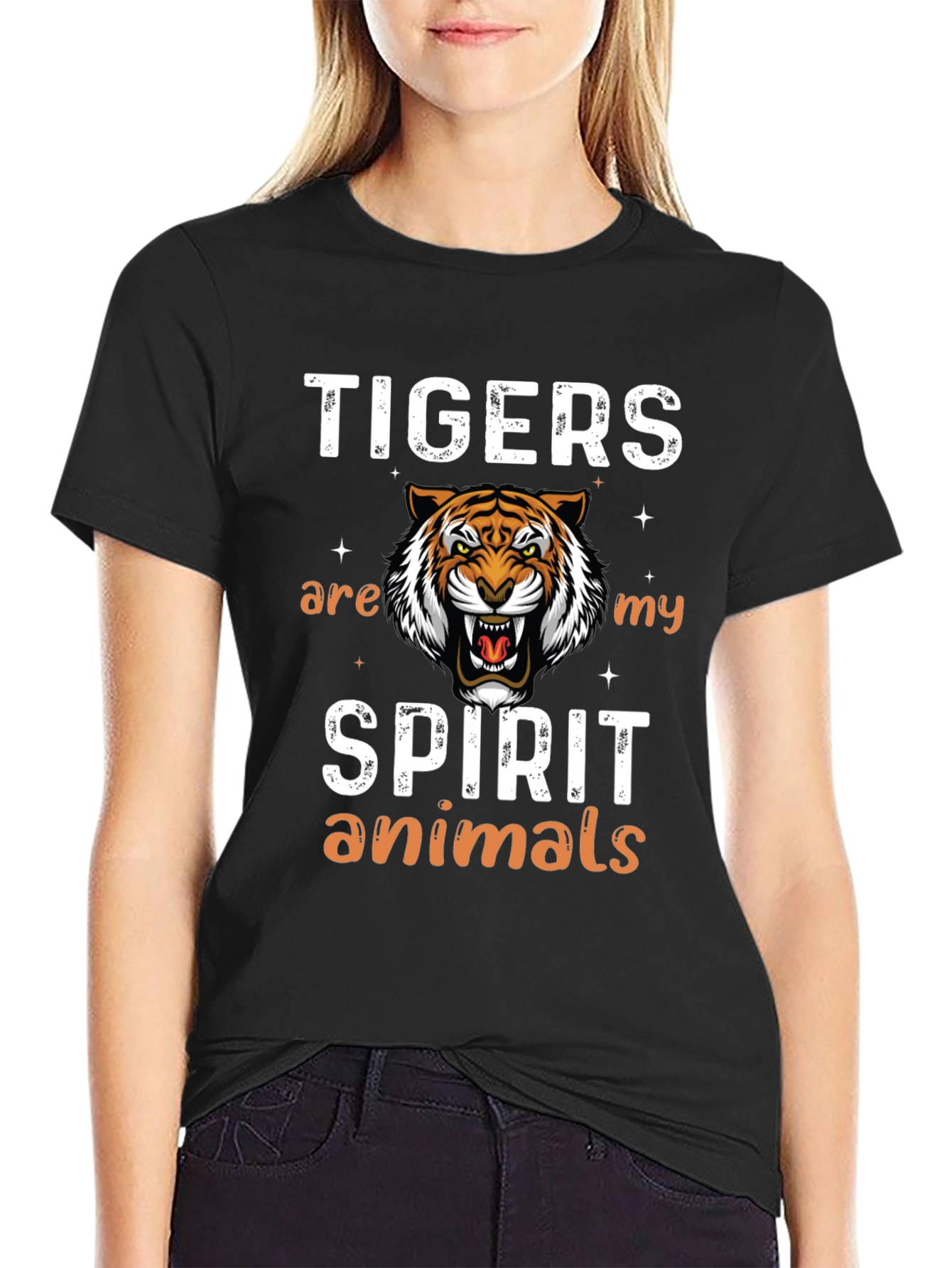 Tigers are my Spirit Animals Black Graphic Tee