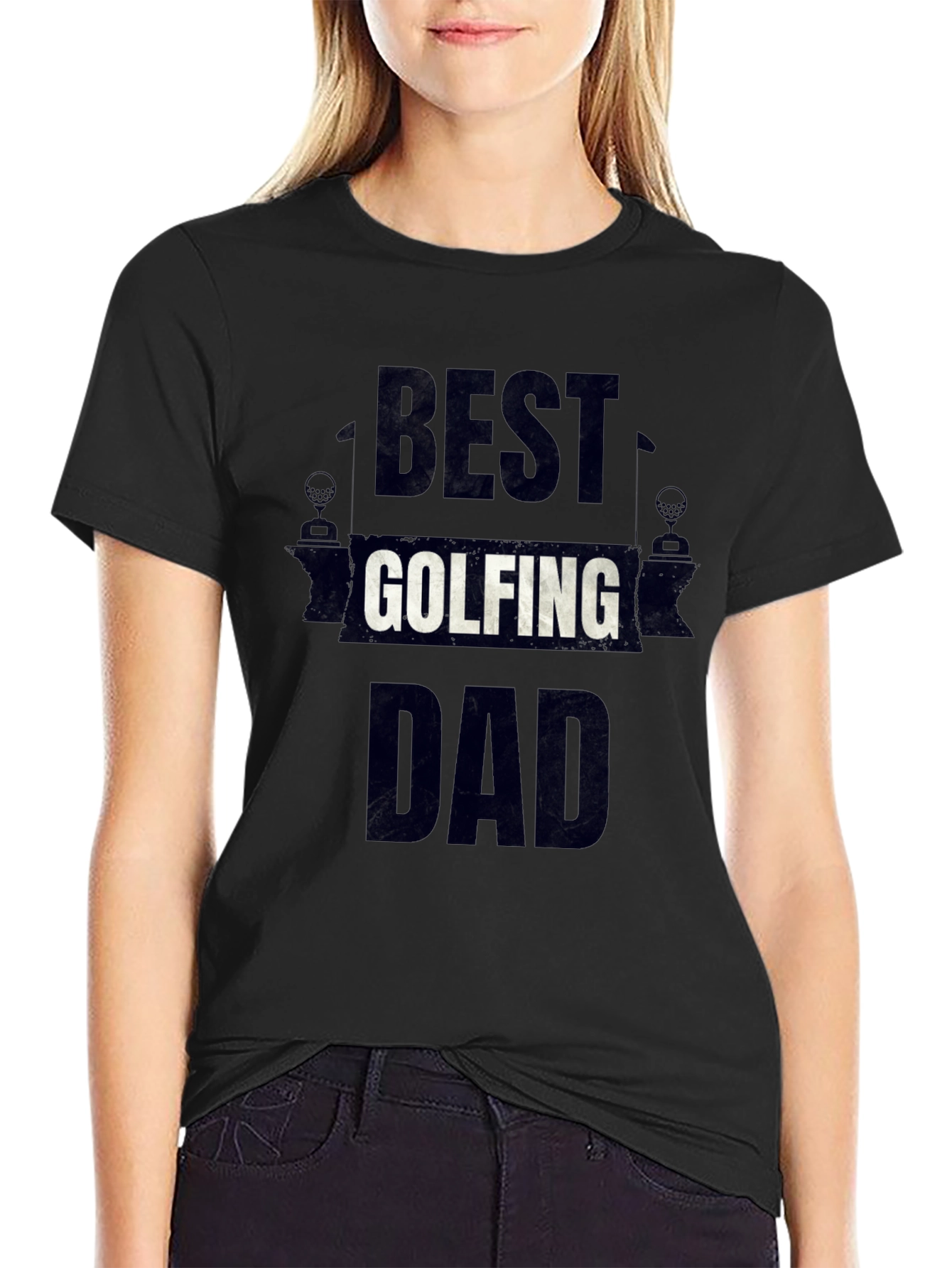 Best Golfing Dad Black T-Shirt