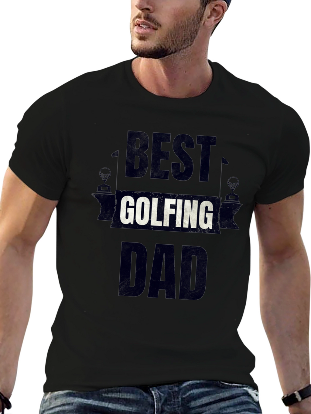 Best Golfing Dad Black T-Shirt