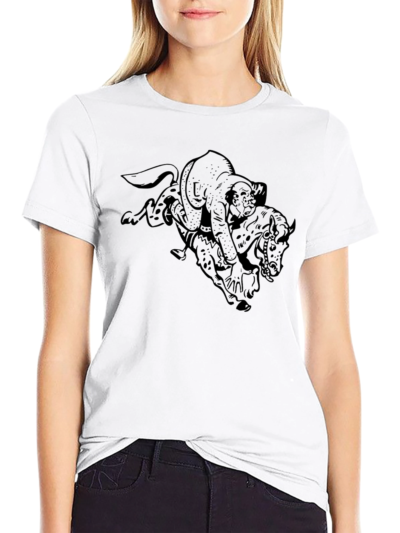 Black Graphic Tee - Bronco Rider