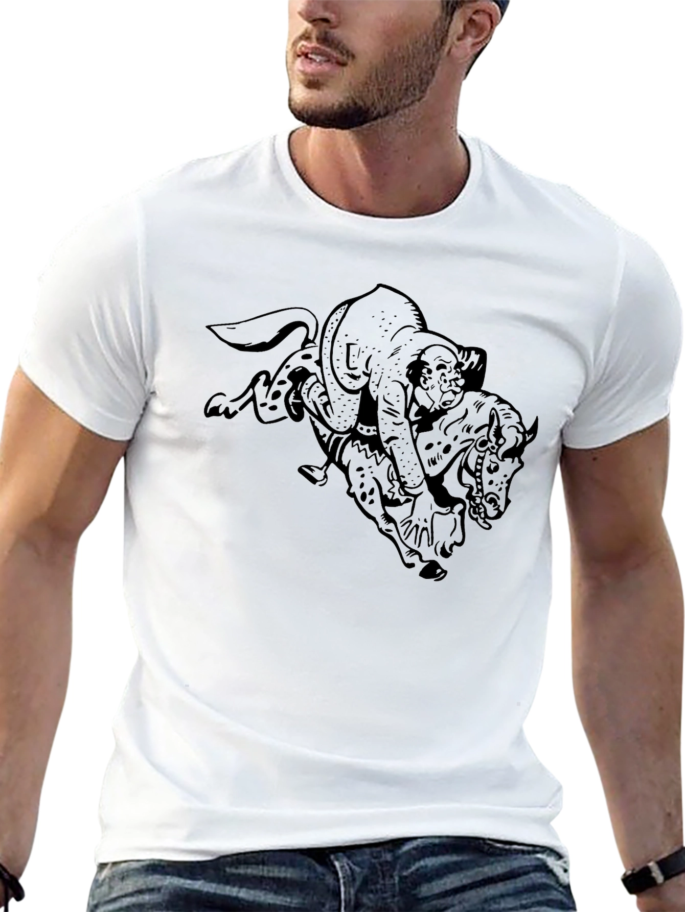 Black Graphic Tee - Bronco Rider