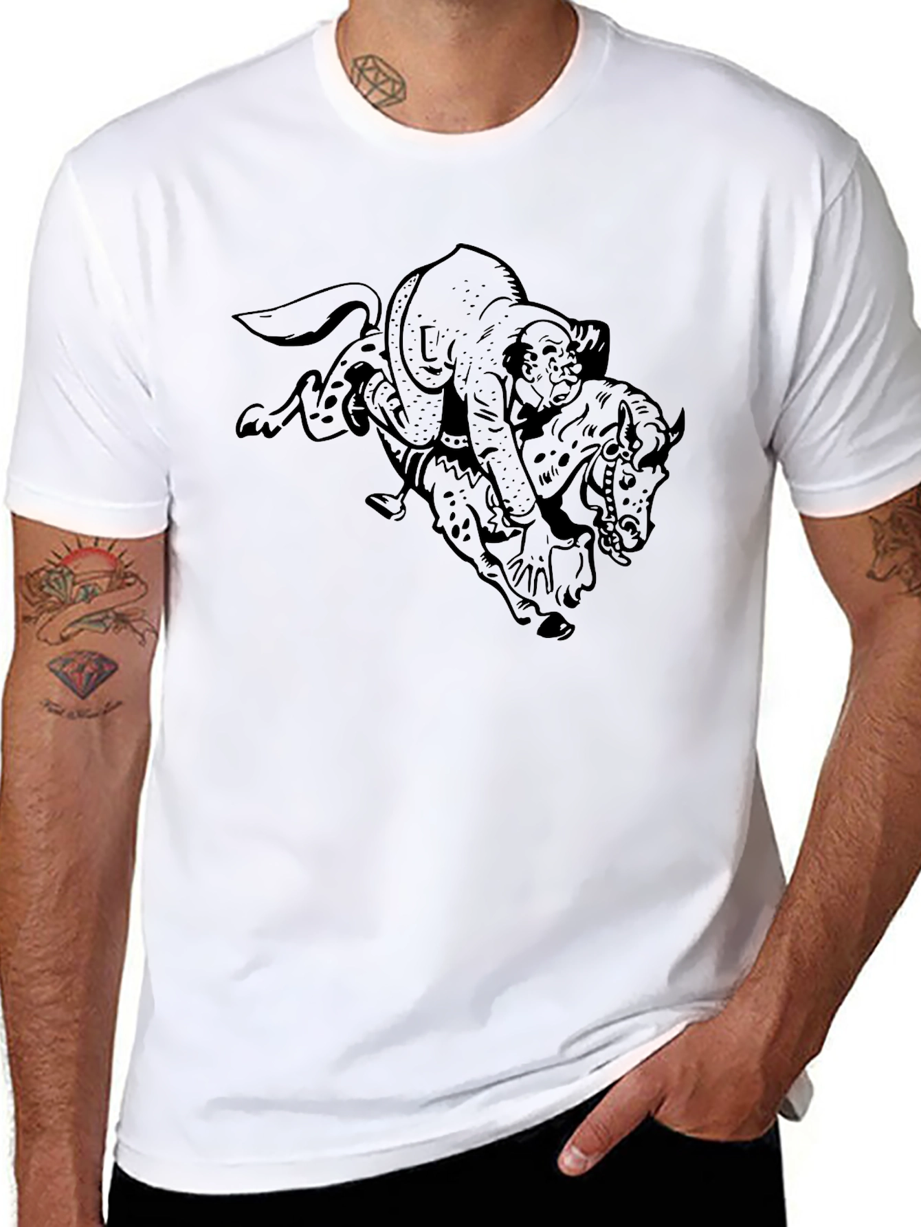 Black Graphic Tee - Bronco Rider