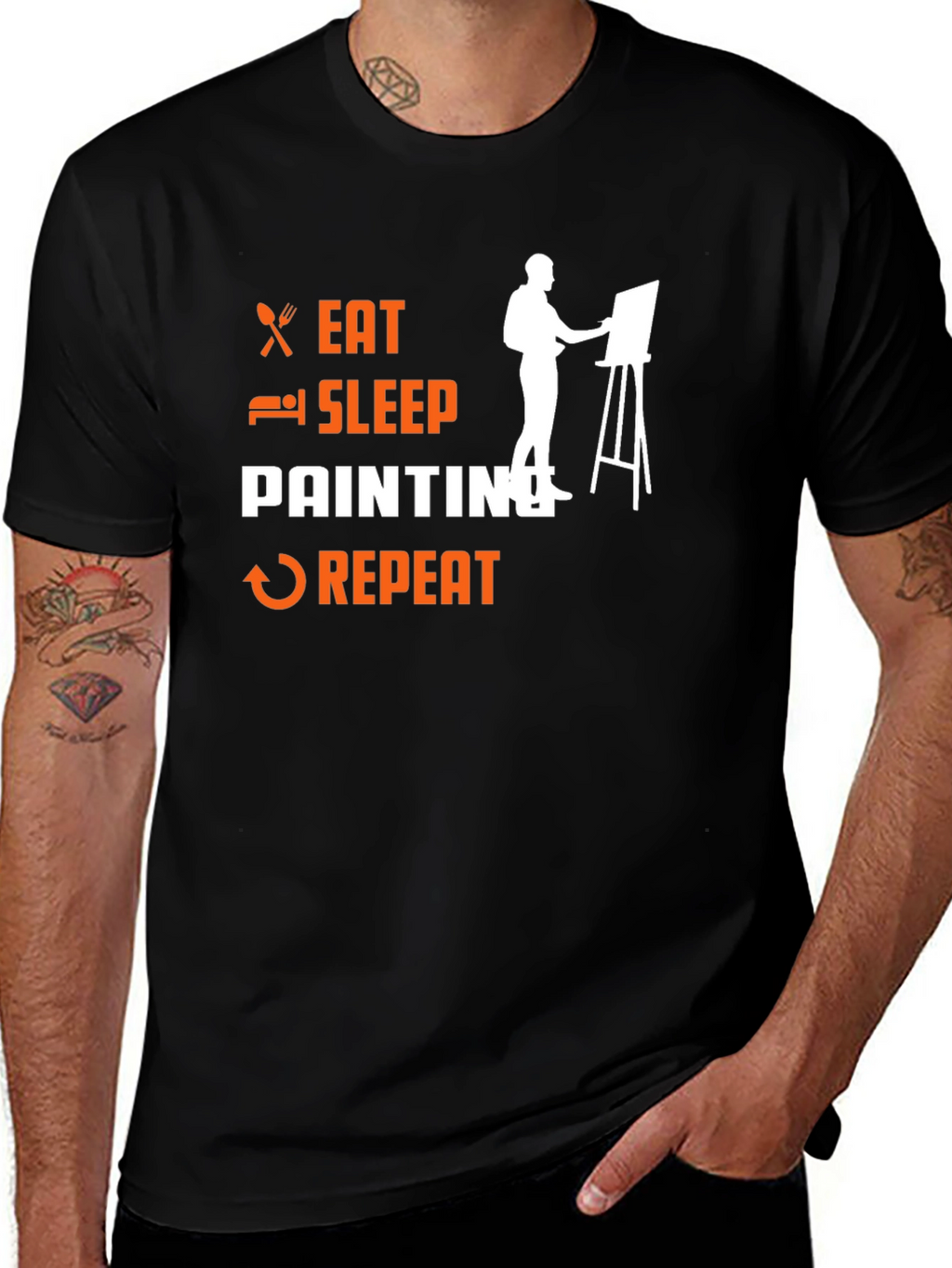 Eat Sleep Painting Repeat Black T-Shirt