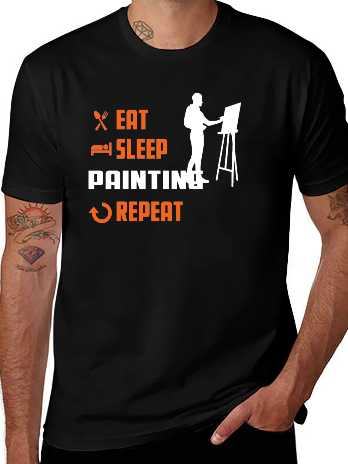 Eat Sleep Painting Repeat Black T-Shirt