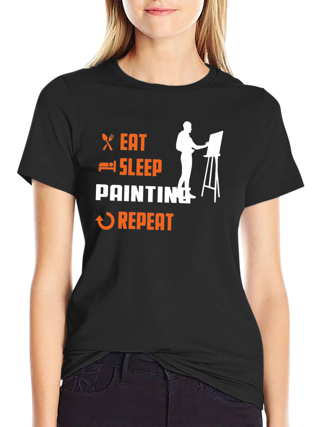 Eat Sleep Painting Repeat Black T-Shirt