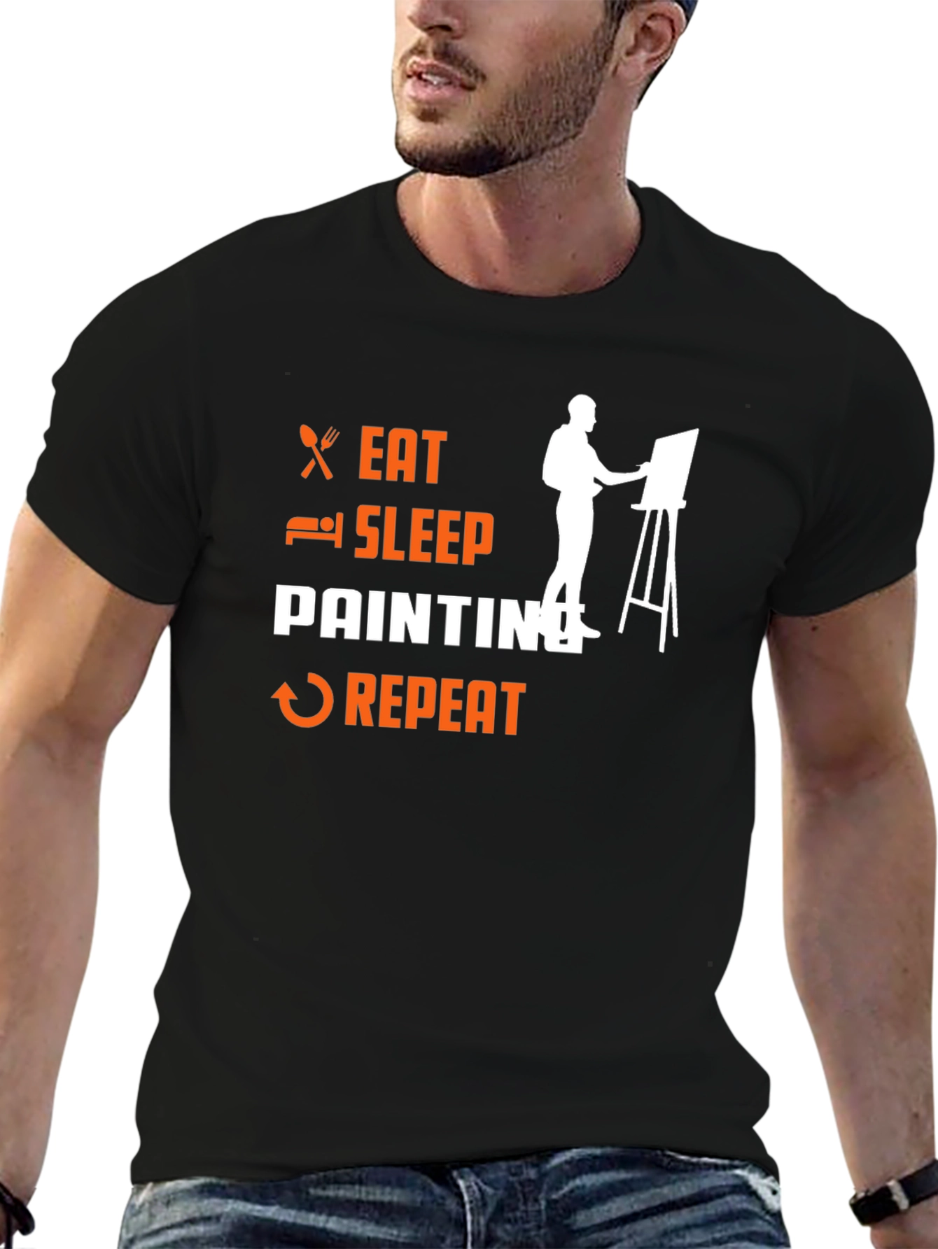 Eat Sleep Painting Repeat Black T-Shirt
