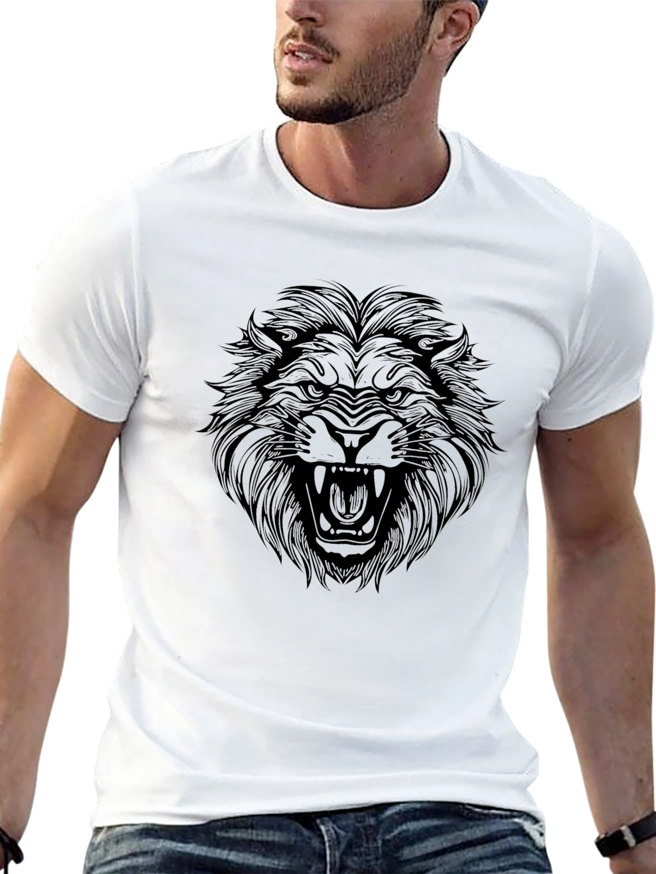 Black Lion Graphic Tee - Roar in Style!