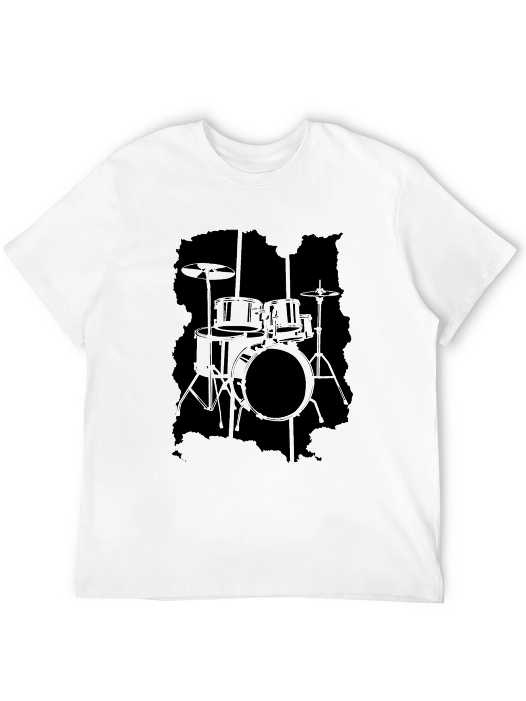 Black Drum Kit Silhouette Graphic Tee