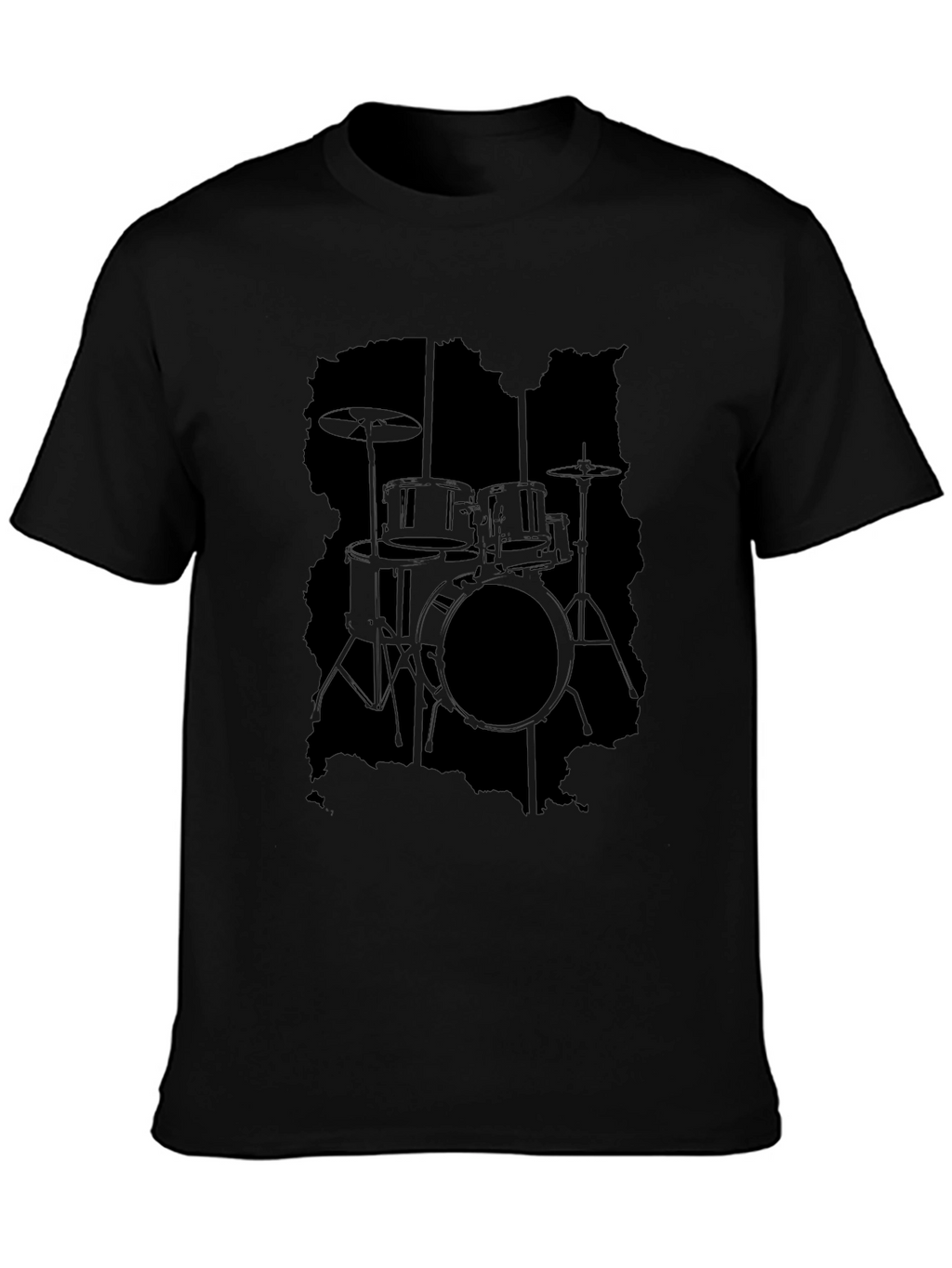 Black Drum Kit Silhouette Graphic Tee