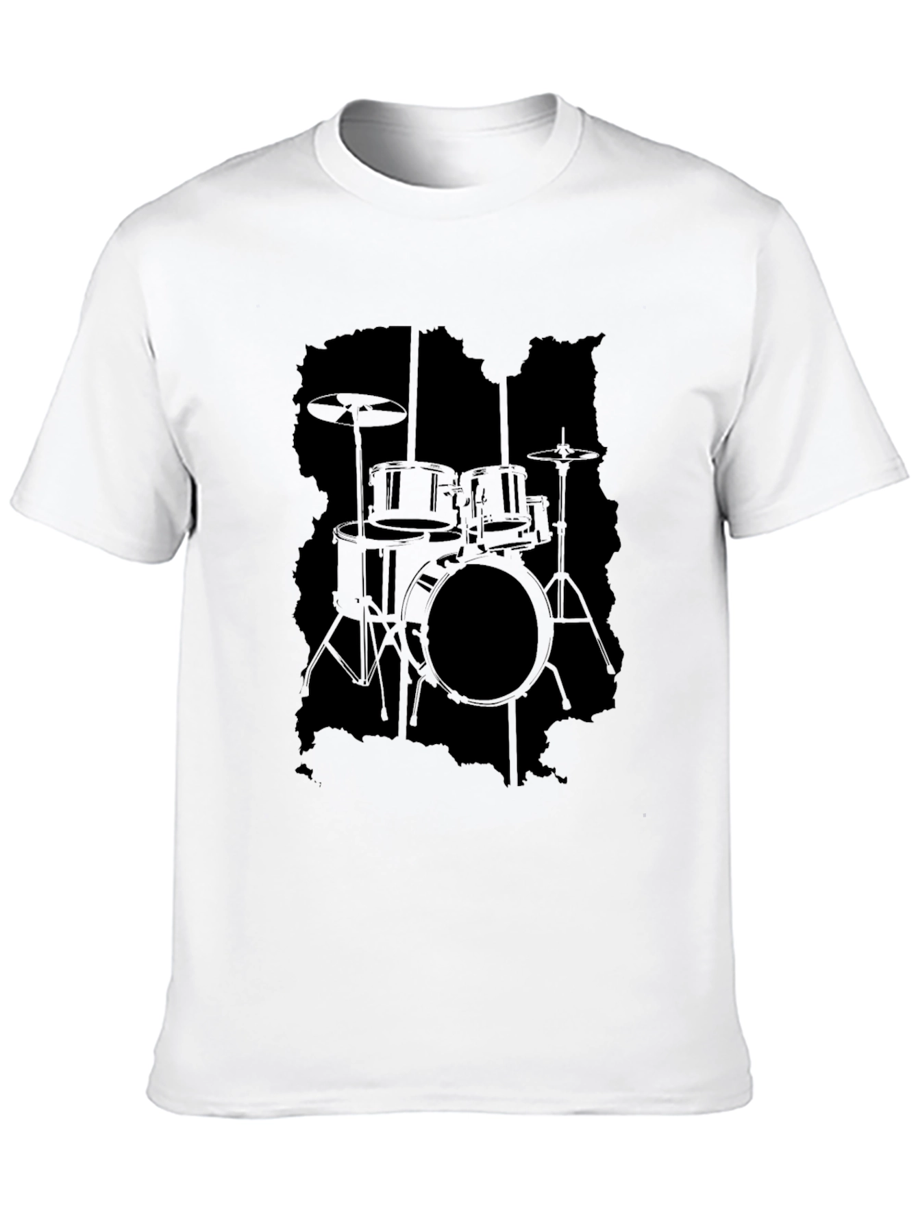 Black Drum Kit Silhouette Graphic Tee
