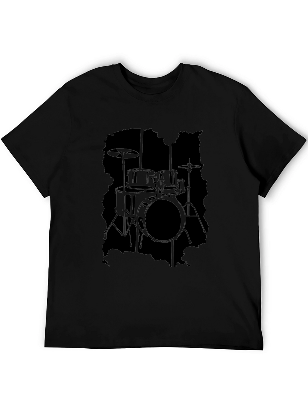 Black Drum Kit Silhouette Graphic Tee