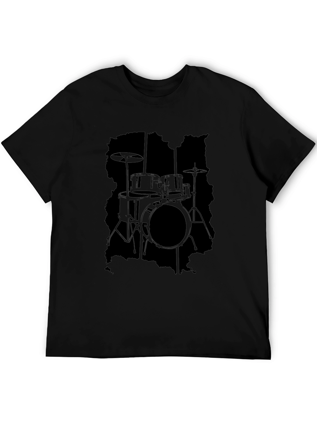 Black Drum Kit Silhouette Graphic Tee