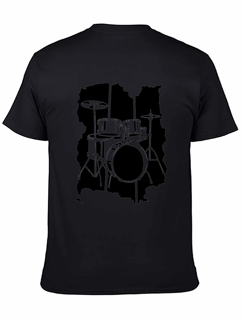 Black Drum Kit Silhouette Graphic Tee