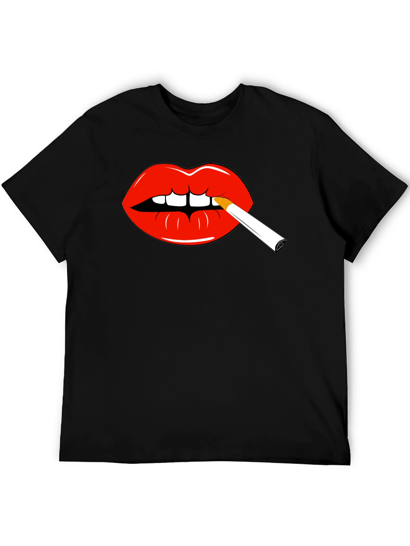 Lips Smoking Cigarette Graphic Tee - Bold Statement Shirt