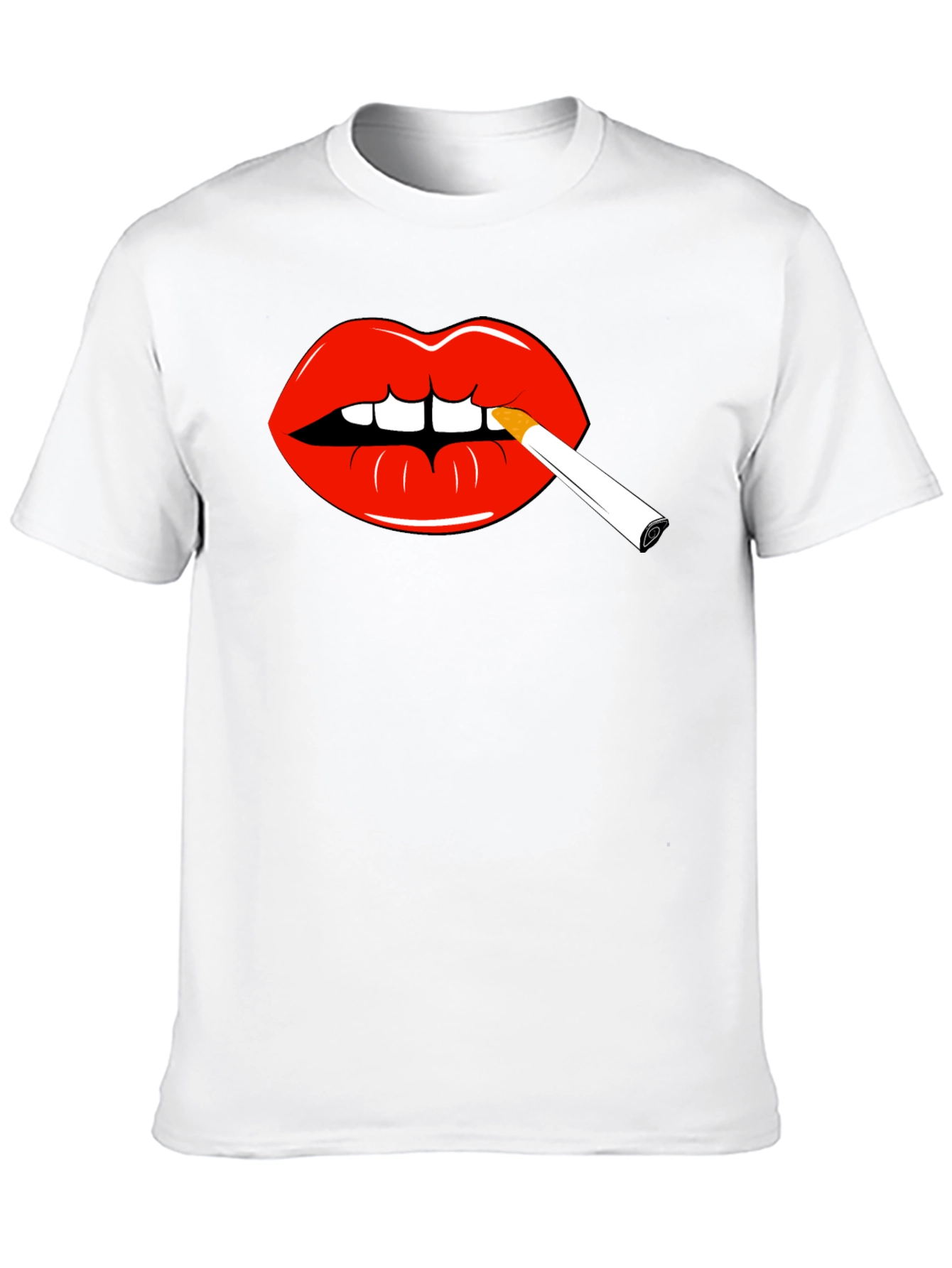 Lips Smoking Cigarette Graphic Tee - Bold Statement Shirt