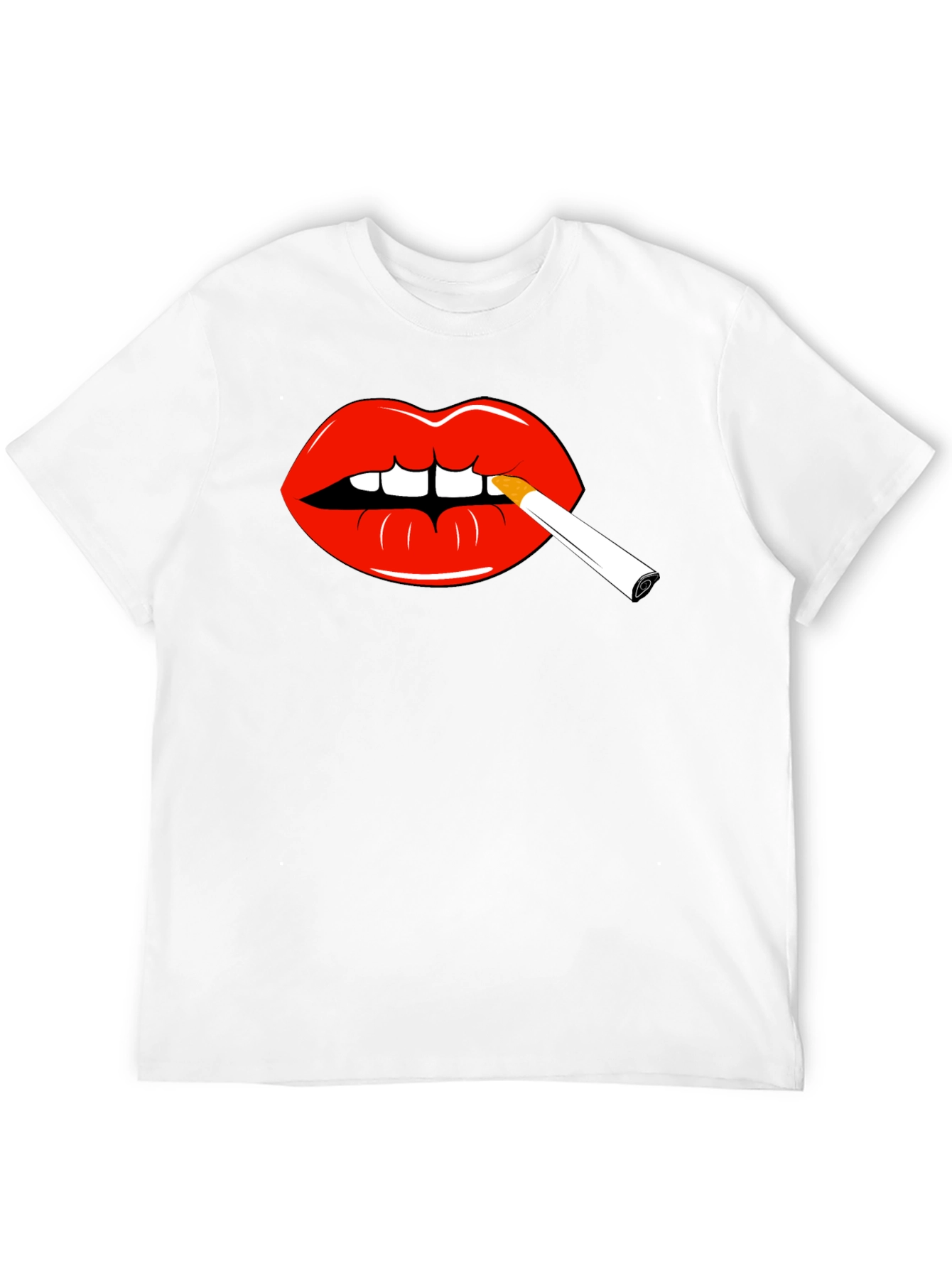 Lips Smoking Cigarette Graphic Tee - Bold Statement Shirt