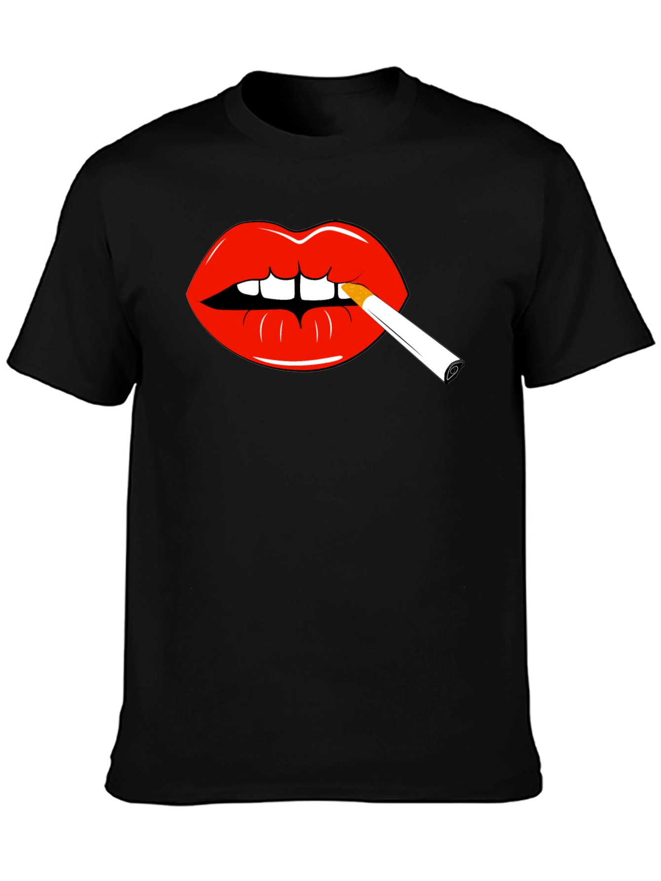 Lips Smoking Cigarette Graphic Tee - Bold Statement Shirt