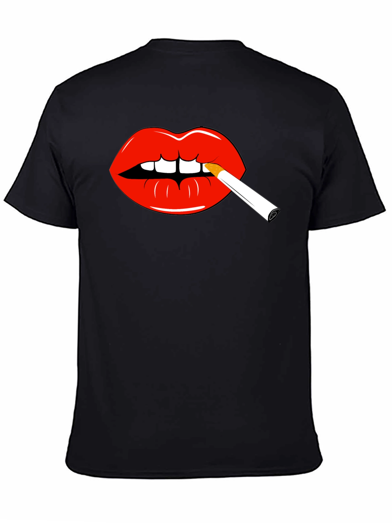 Lips Smoking Cigarette Graphic Tee - Bold Statement Shirt
