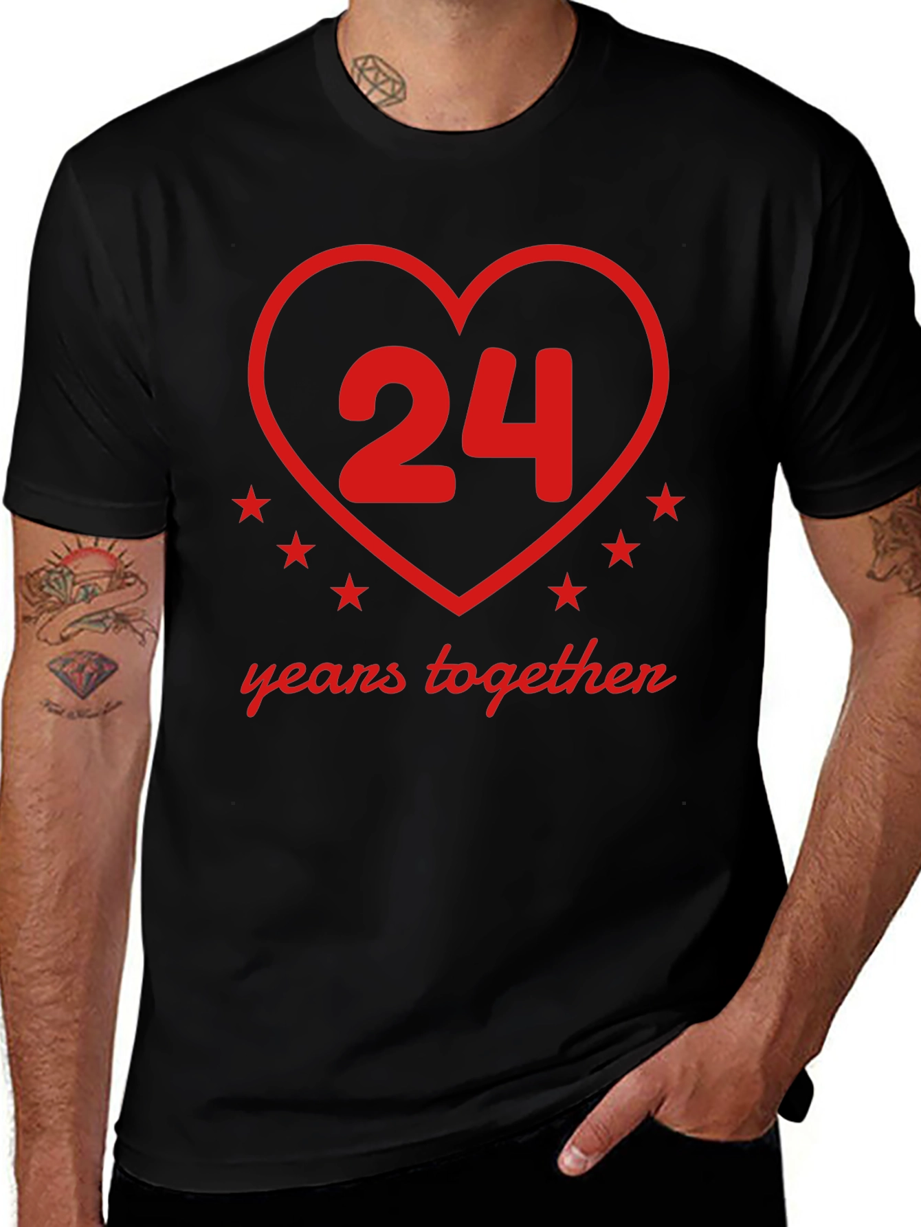 24 Years Together Anniversary T-Shirt - Heart Design