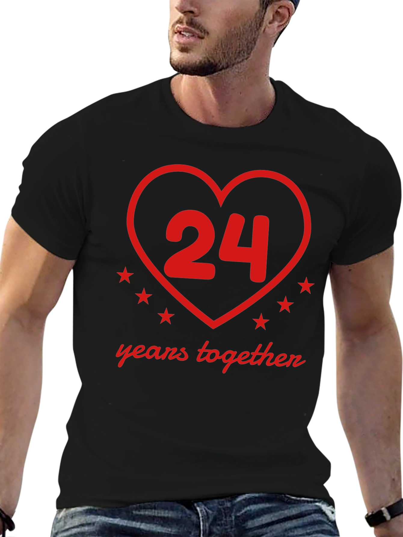 24 Years Together Anniversary T-Shirt - Heart Design