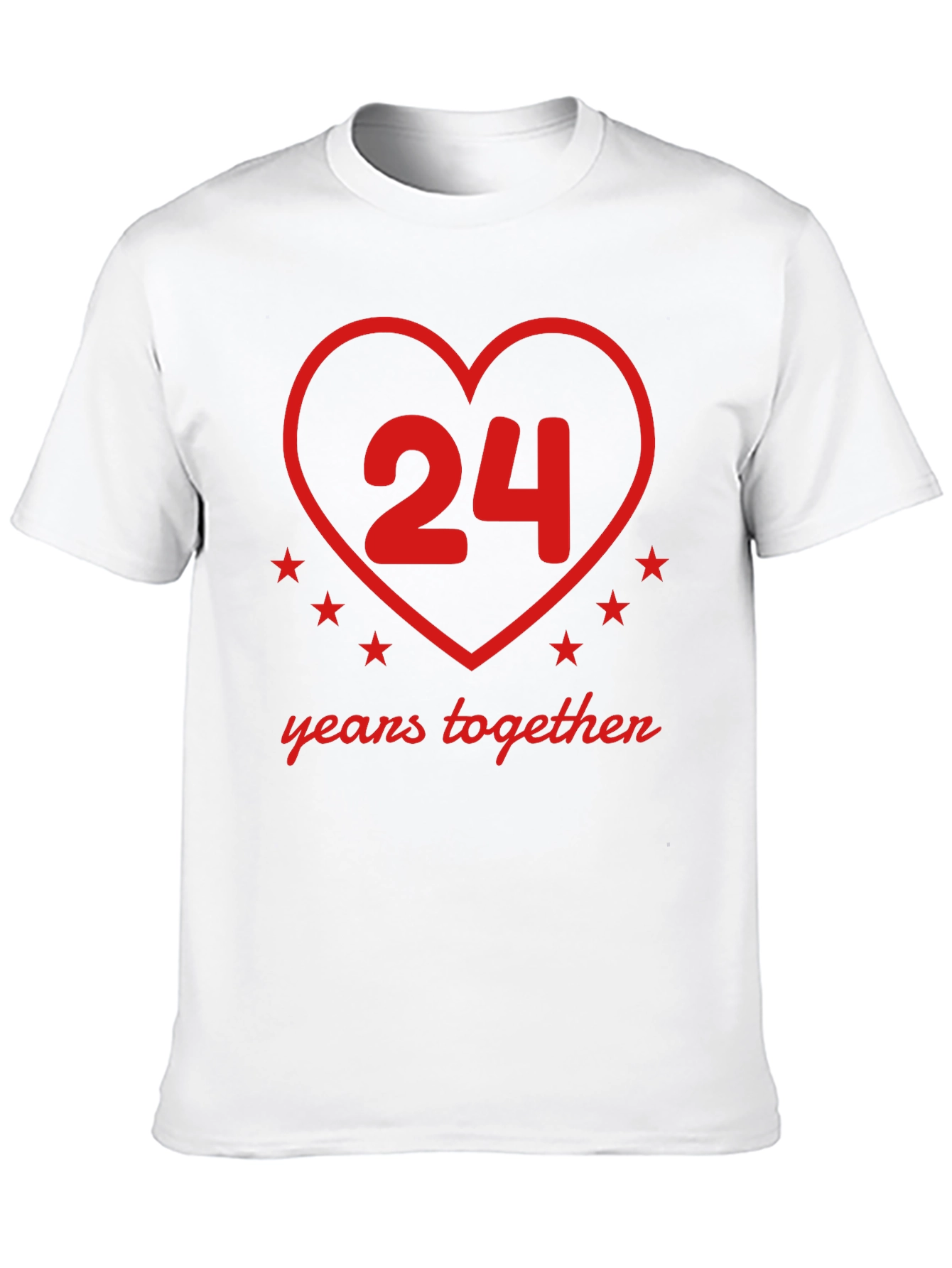 24 Years Together Anniversary T-Shirt - Heart Design