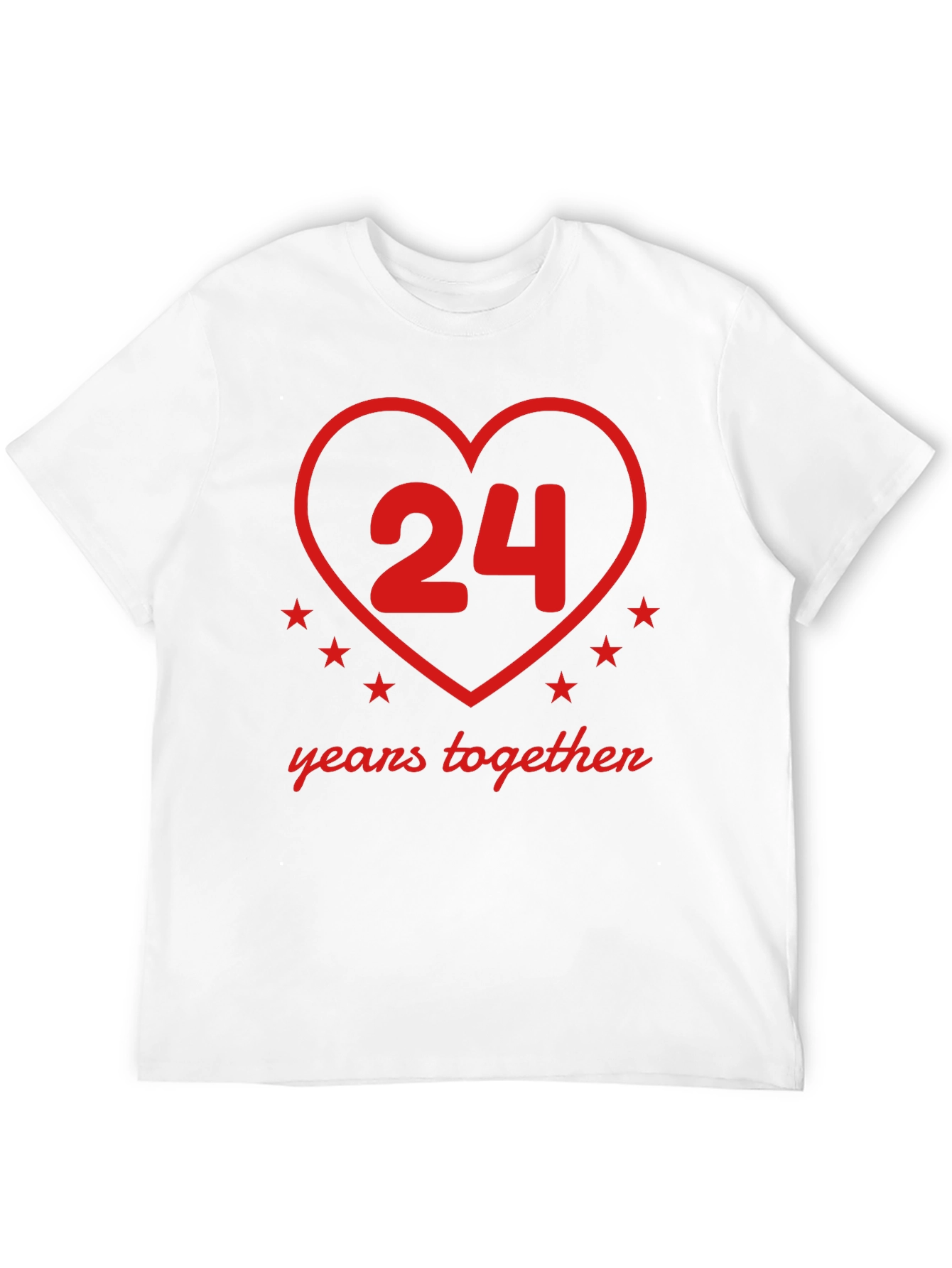 24 Years Together Anniversary T-Shirt - Heart Design
