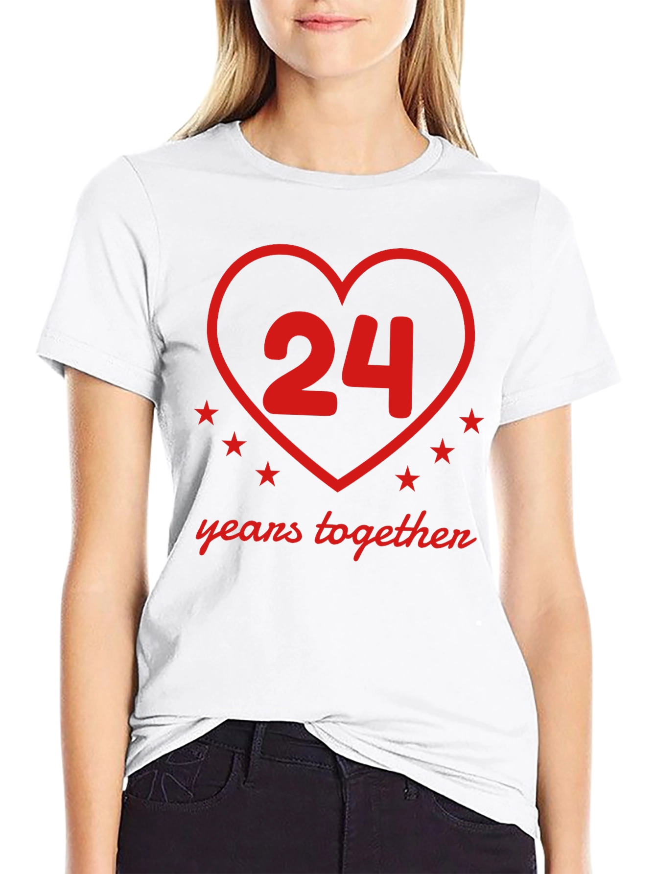 24 Years Together Anniversary T-Shirt - Heart Design