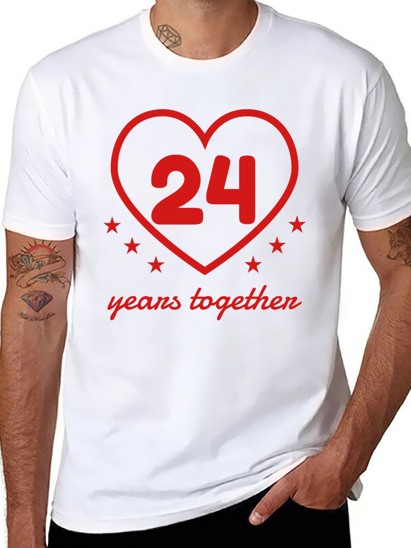 24 Years Together Anniversary T-Shirt - Heart Design
