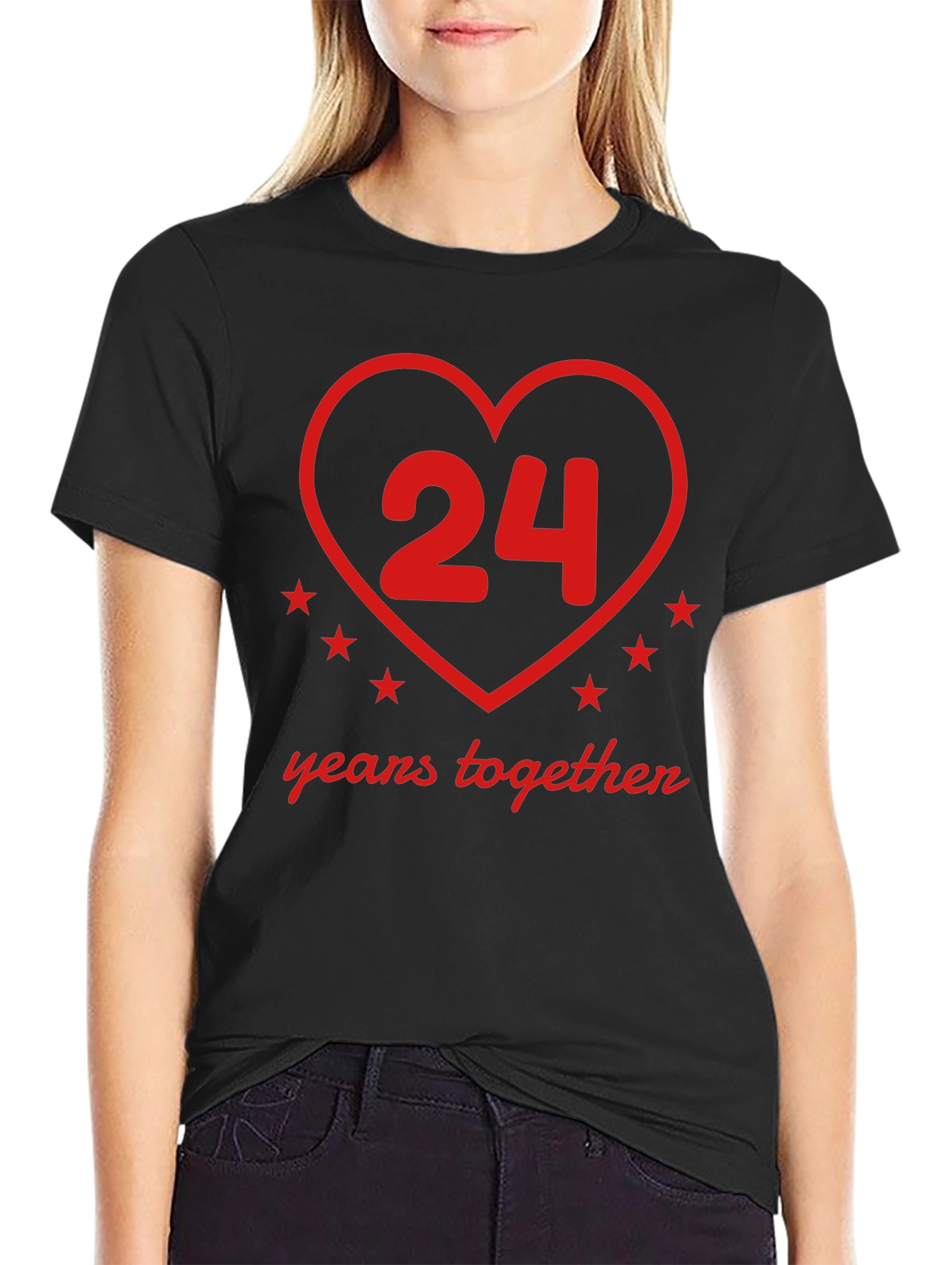 24 Years Together Anniversary T-Shirt - Heart Design