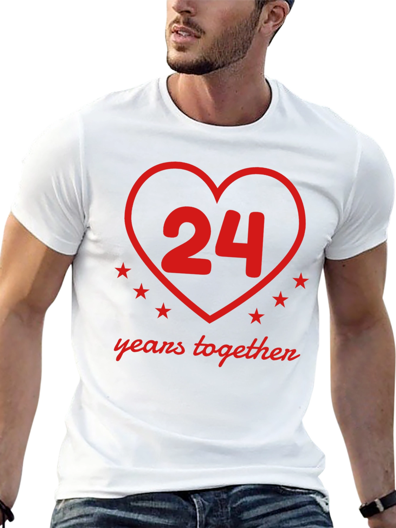 24 Years Together Anniversary T-Shirt - Heart Design