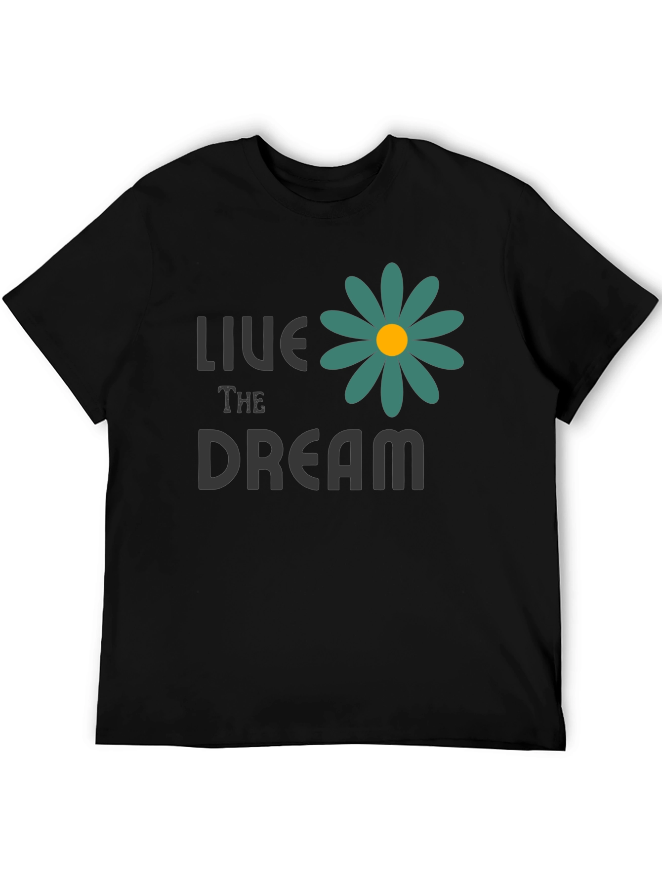 Live the Dream Flower Graphic Tee - Black