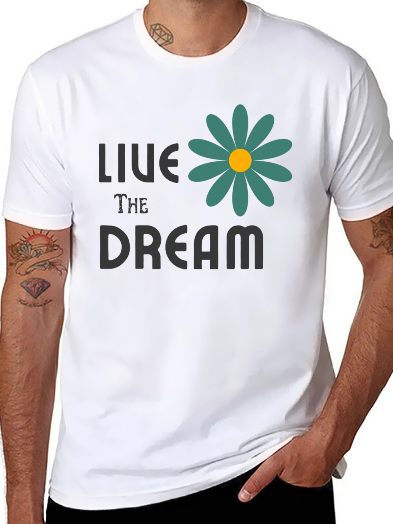 Live the Dream Flower Graphic Tee - Black