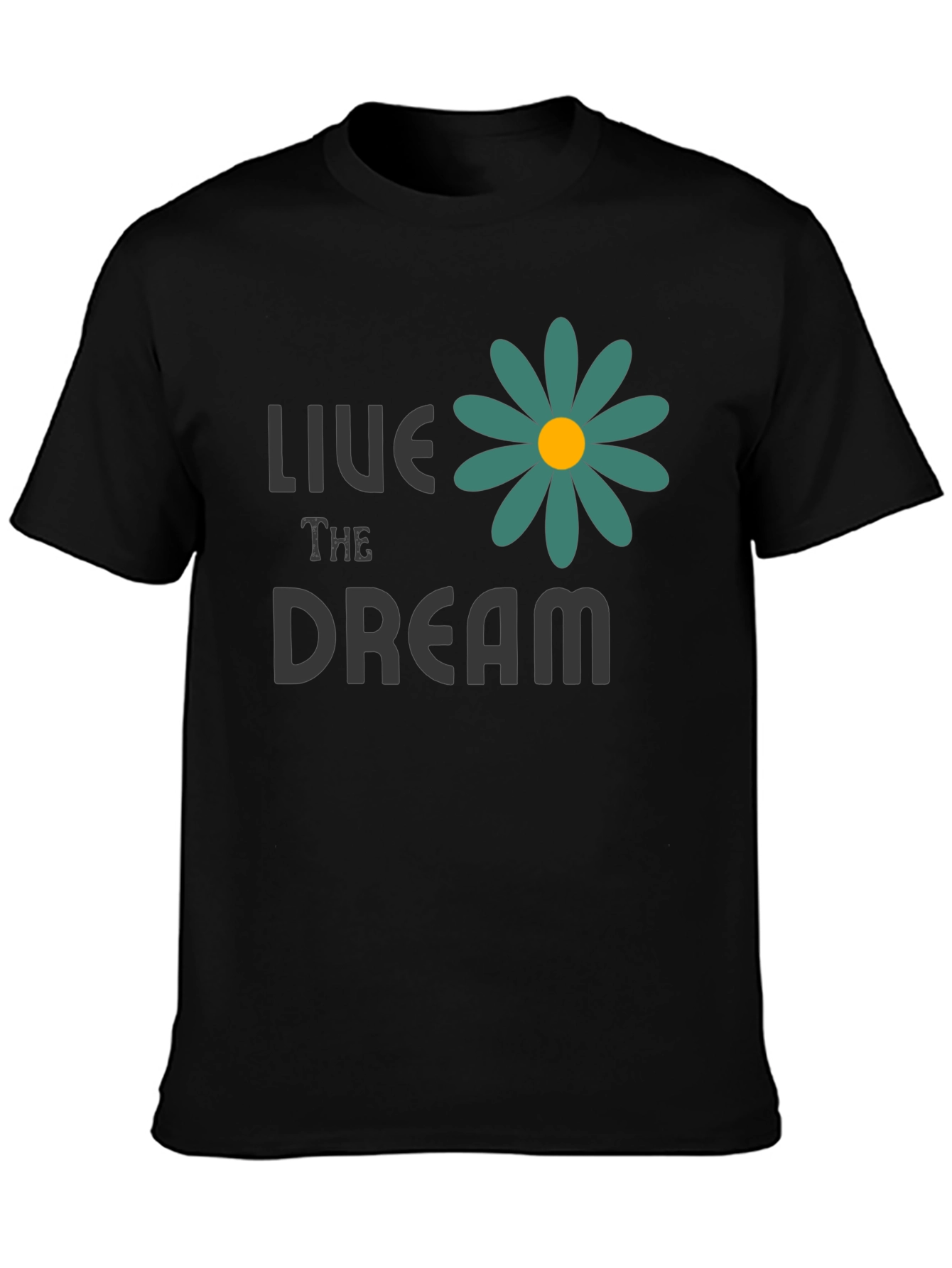 Live the Dream Flower Graphic Tee - Black