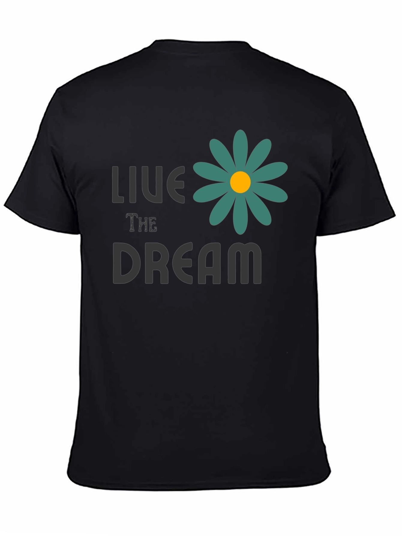 Live the Dream Flower Graphic Tee - Black