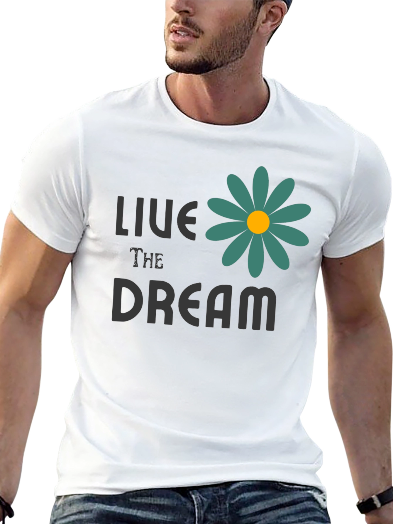 Live the Dream Flower Graphic Tee - Black