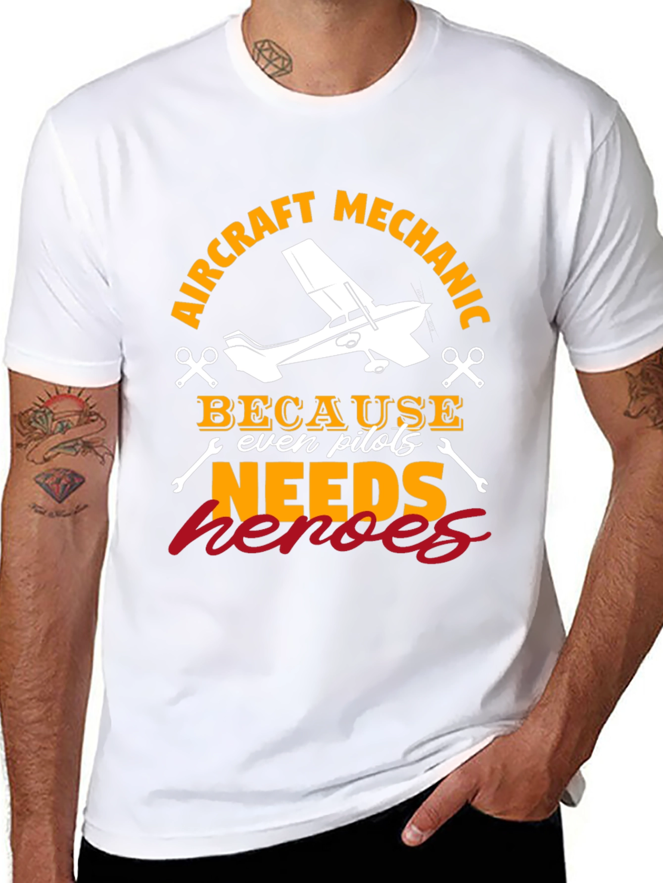 Aircraft Mechanic T-Shirt - Because Even Pilots Needs Heroes