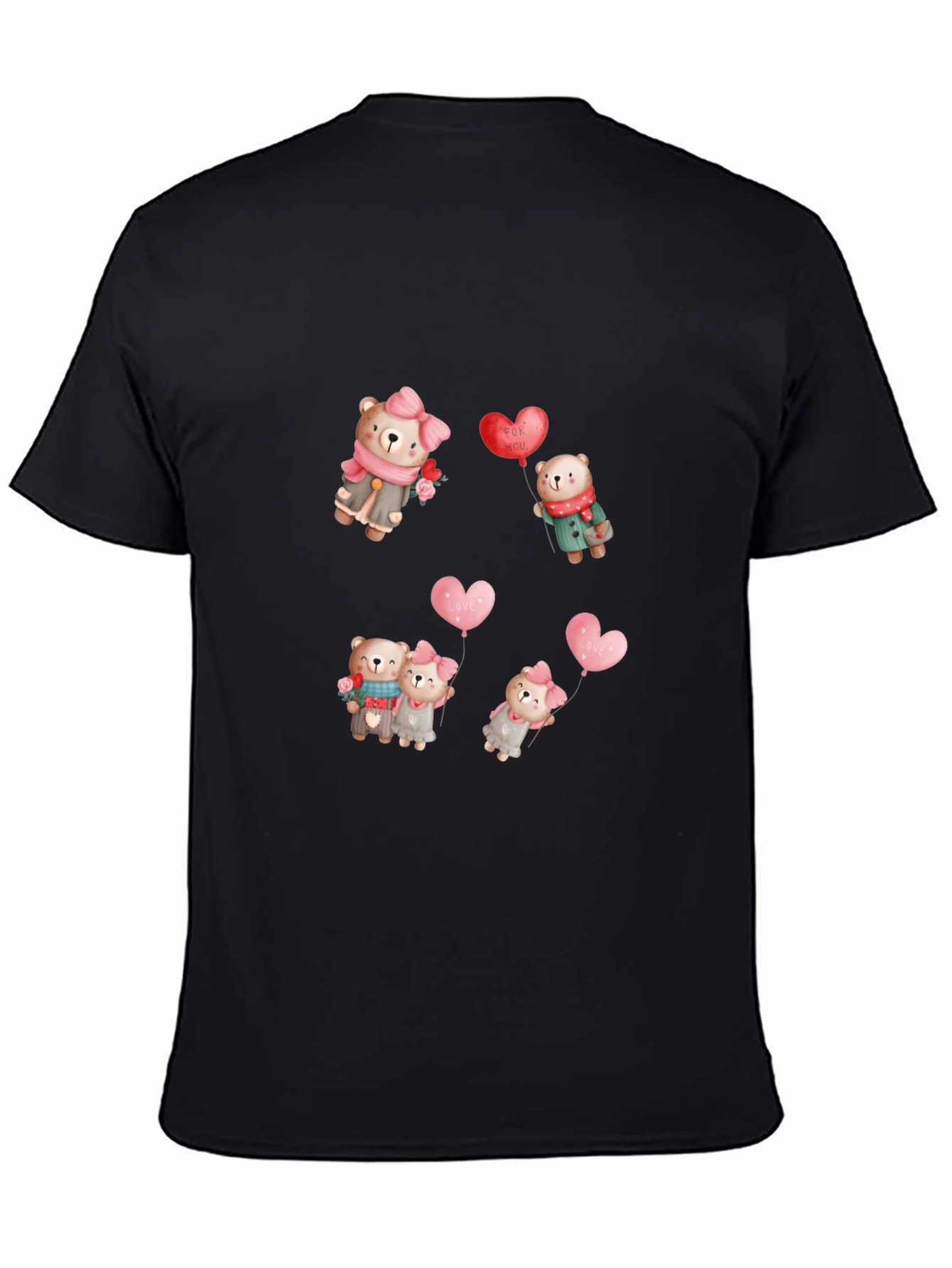 Bear Love Valentines Day Black Tee