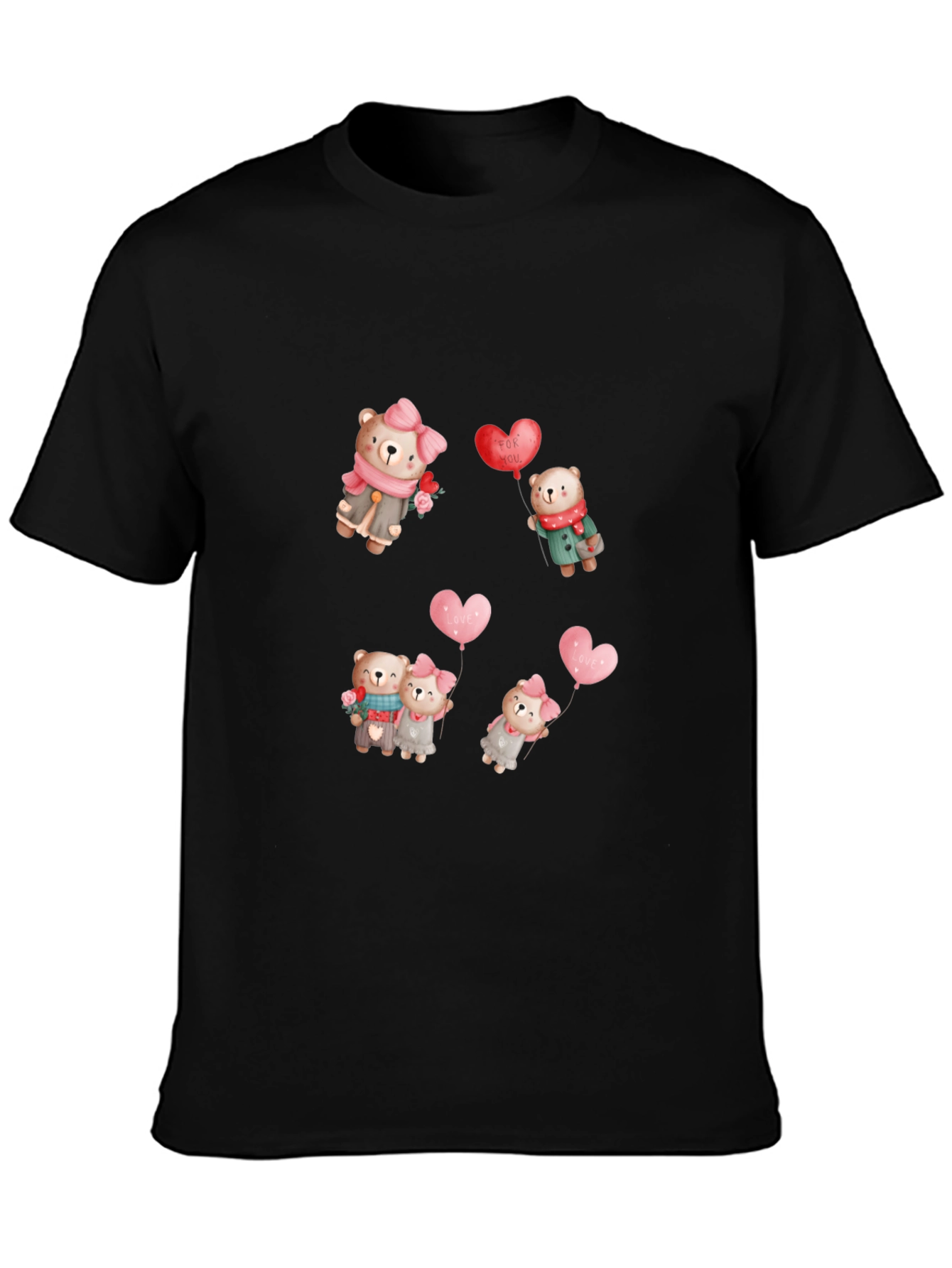 Bear Love Valentines Day Black Tee