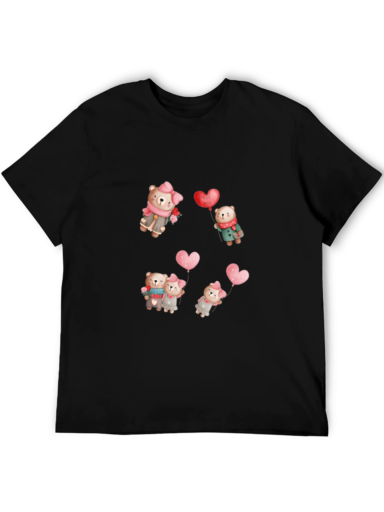Bear Love Valentines Day Black Tee