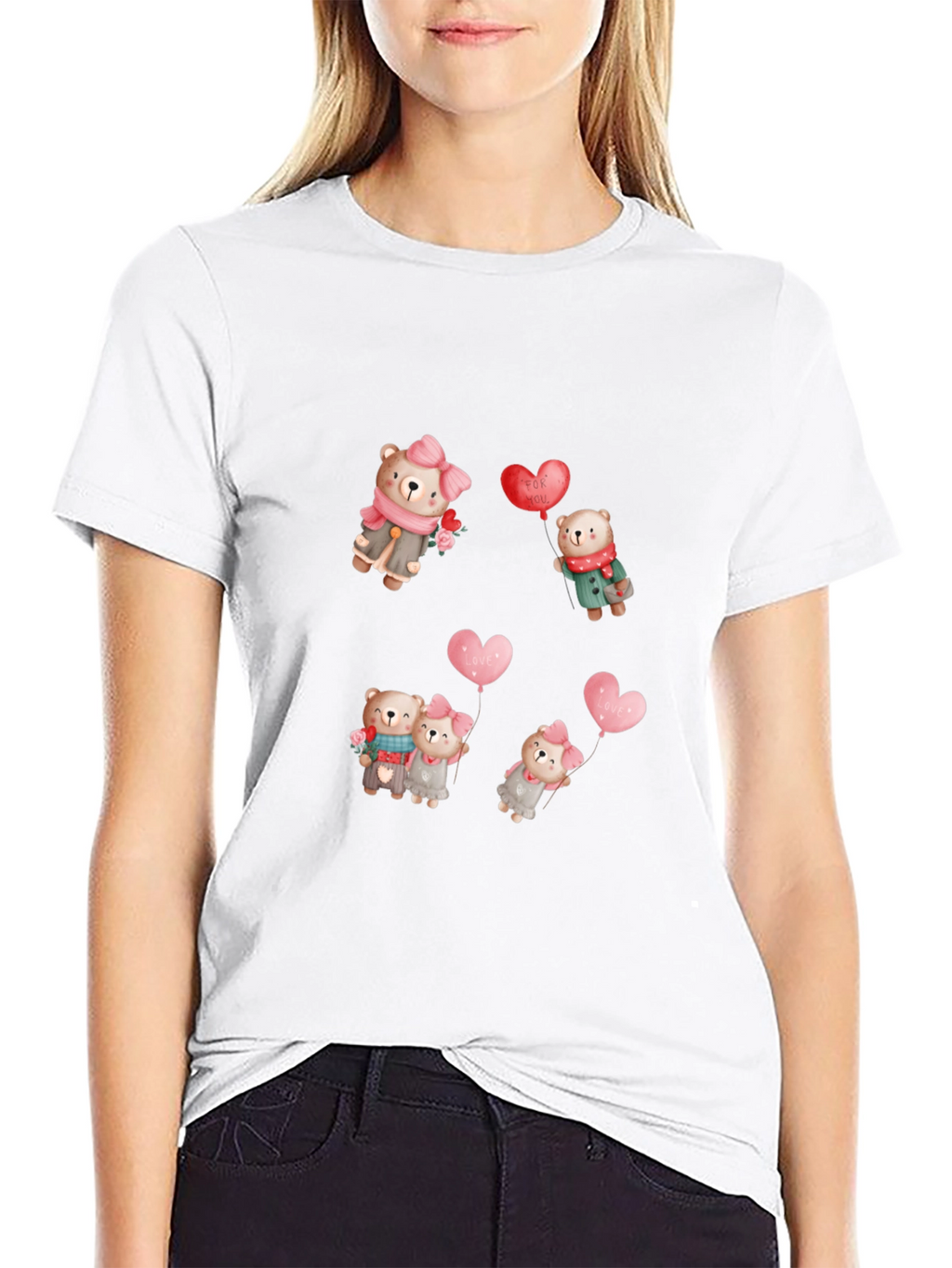 Bear Love Valentines Day Black Tee