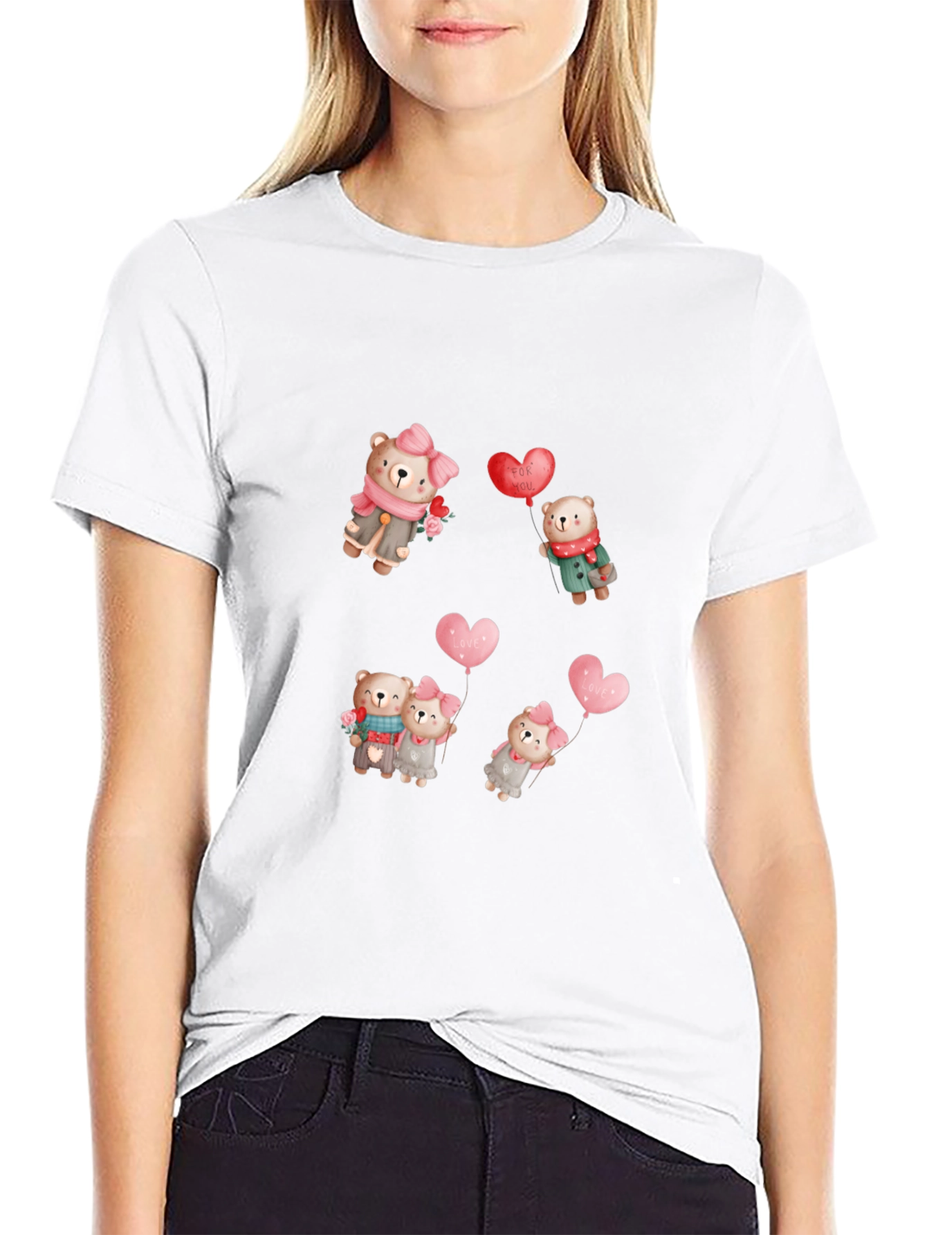 Bear Love Valentines Day Black Tee