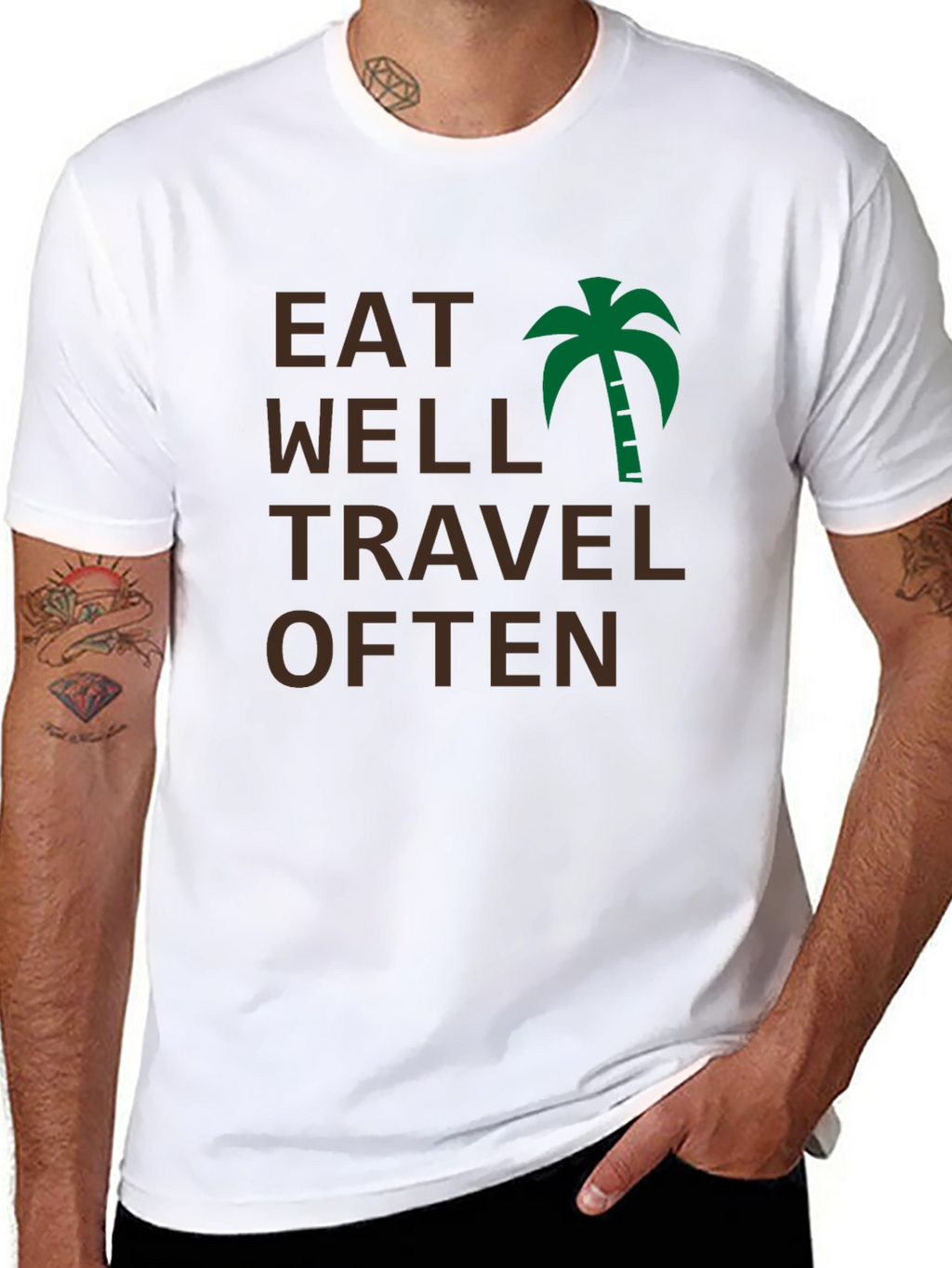 Eat Well Travel Often Black T-Shirt