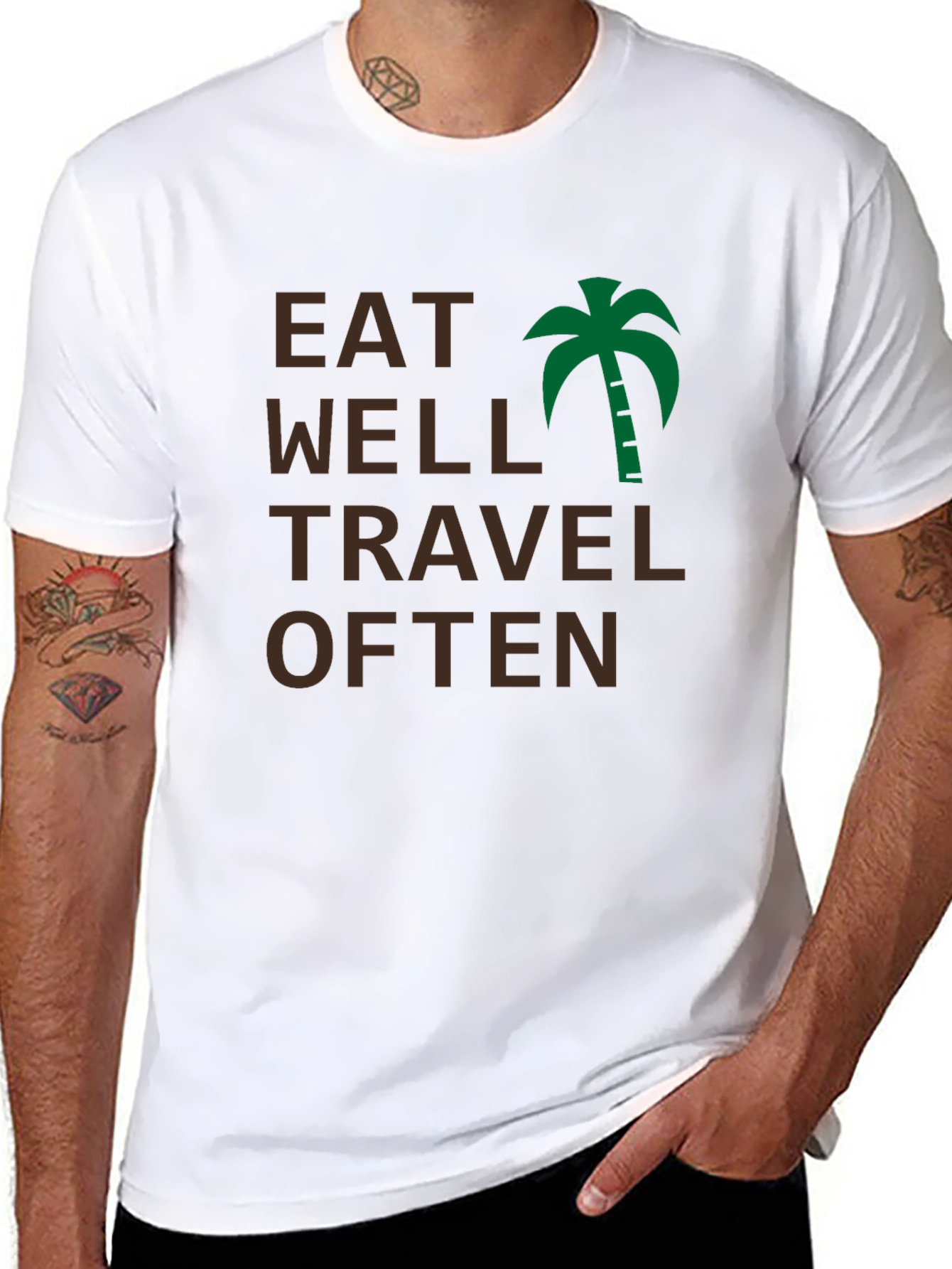 Eat Well Travel Often Black T-Shirt
