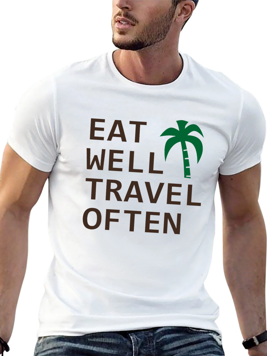 Eat Well Travel Often Black T-Shirt