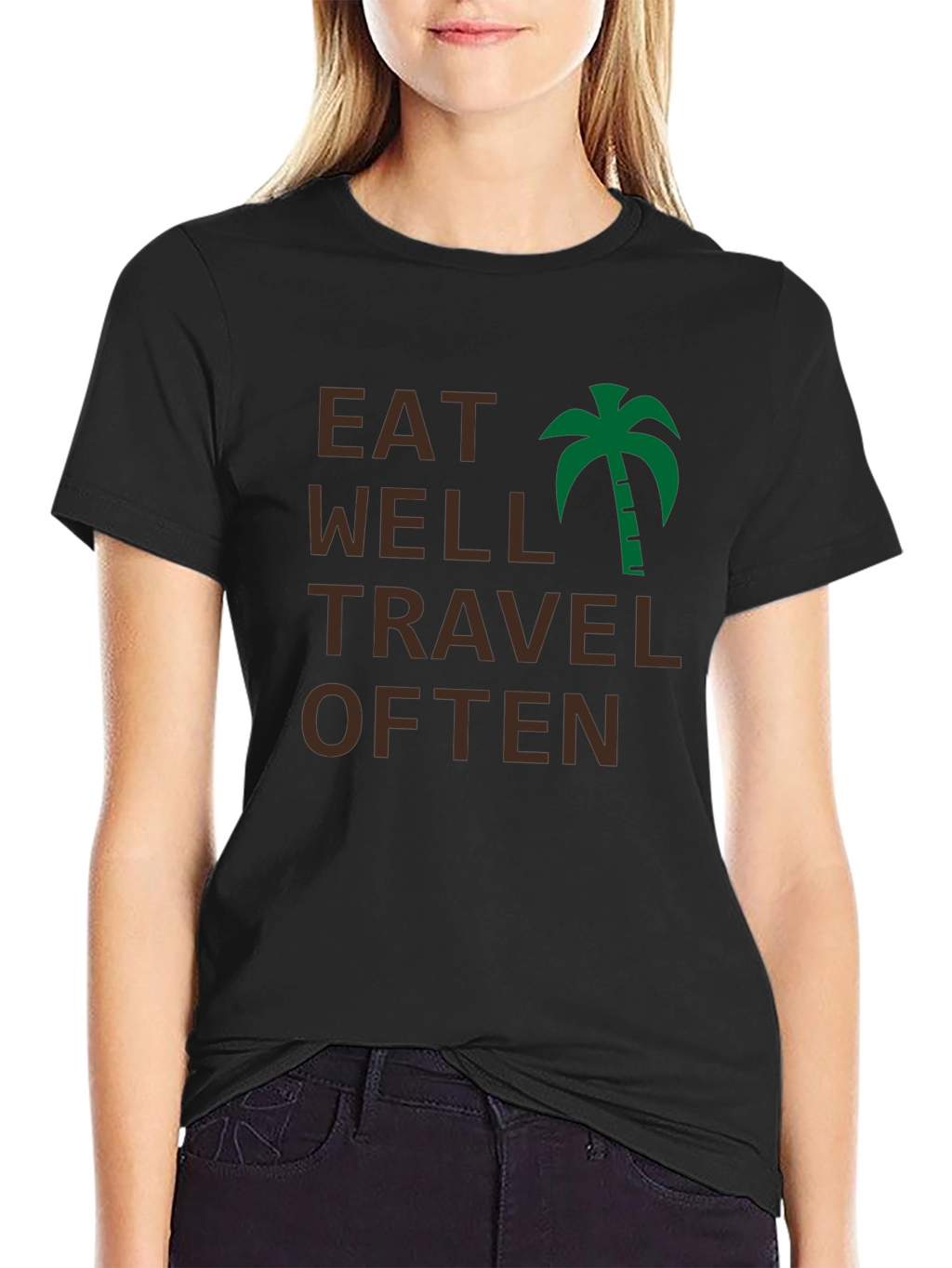 Eat Well Travel Often Black T-Shirt