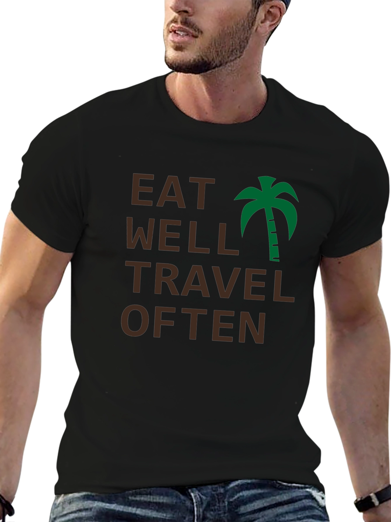 Eat Well Travel Often Black T-Shirt